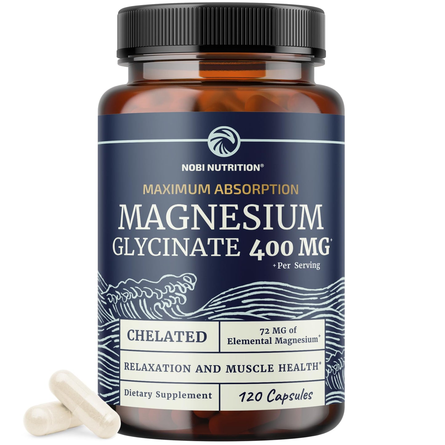 Nobi Nutrition Magnesium Glycinate 400mg Capsule, 120 Count