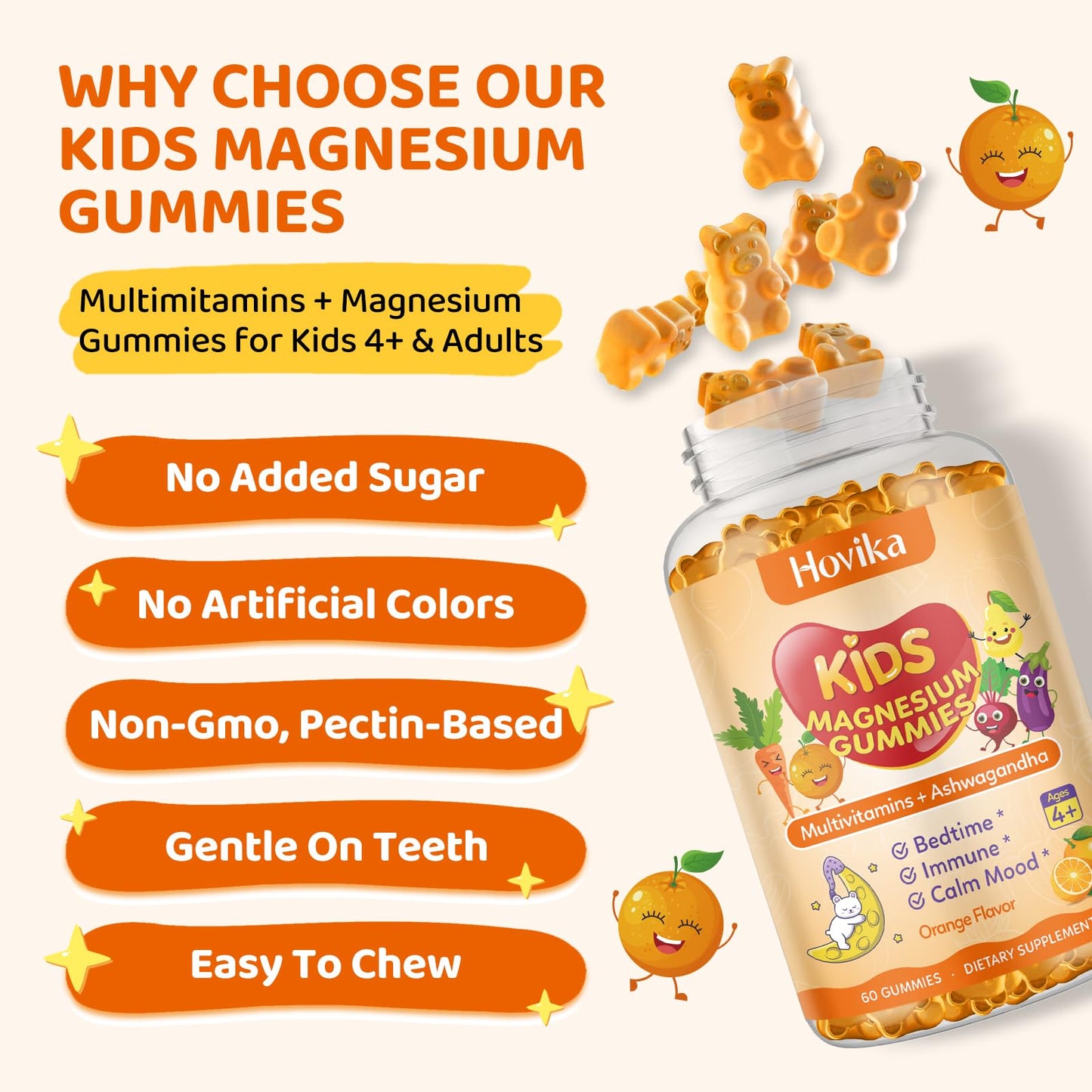 Hovika Magnesium Gummies for Kids 60 Gummies