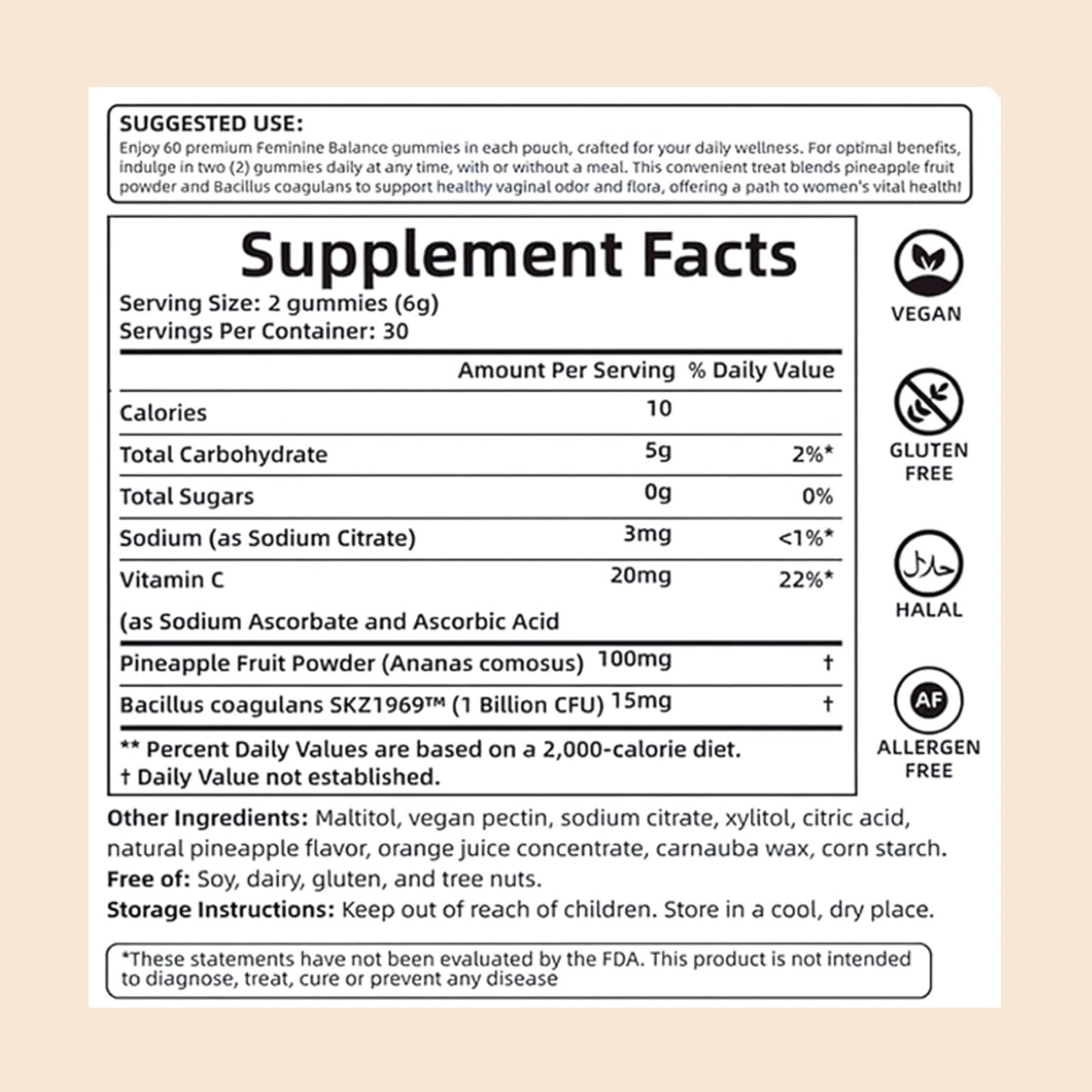 Fibetrue Women’s Probiotic Gummies 60 Count
