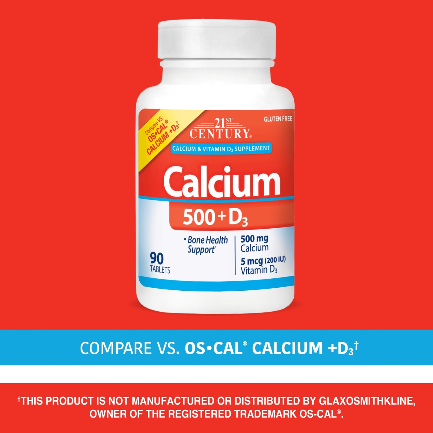 SMART MONKEY TECHNOLOGIES 21st Century Calcium 500 + D3 Tablets 90