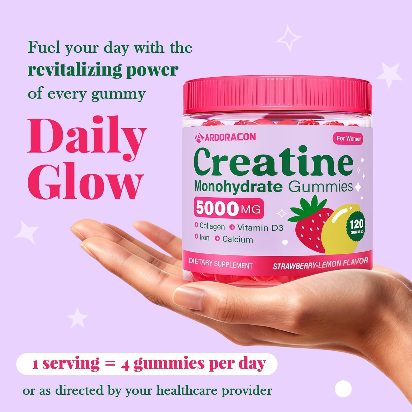 ARDORACON Creatine Monohydrate Gummies 120 Count