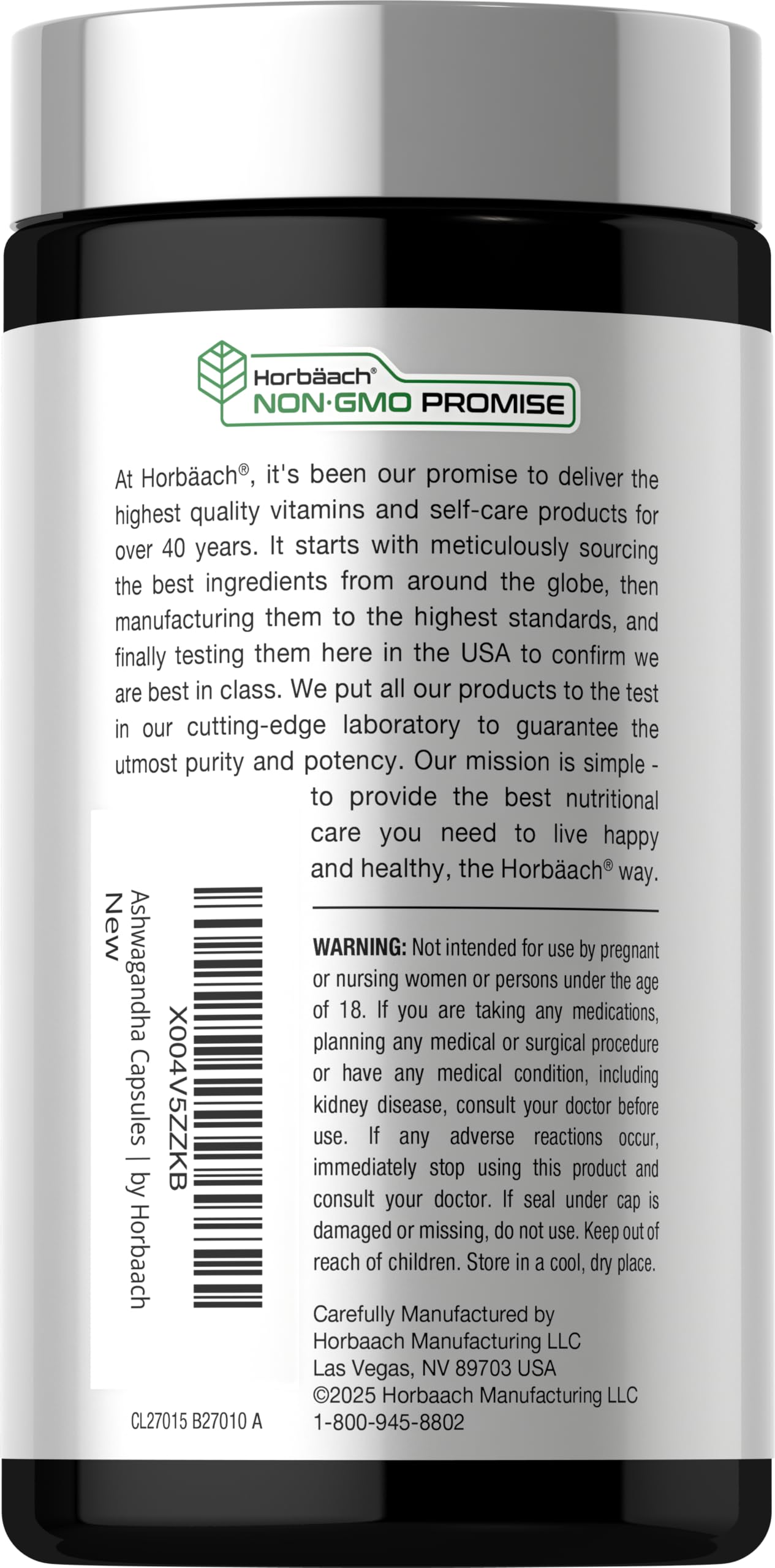 Horbäach Ashwagandha and Magnesium Glycinate 120 Capsules