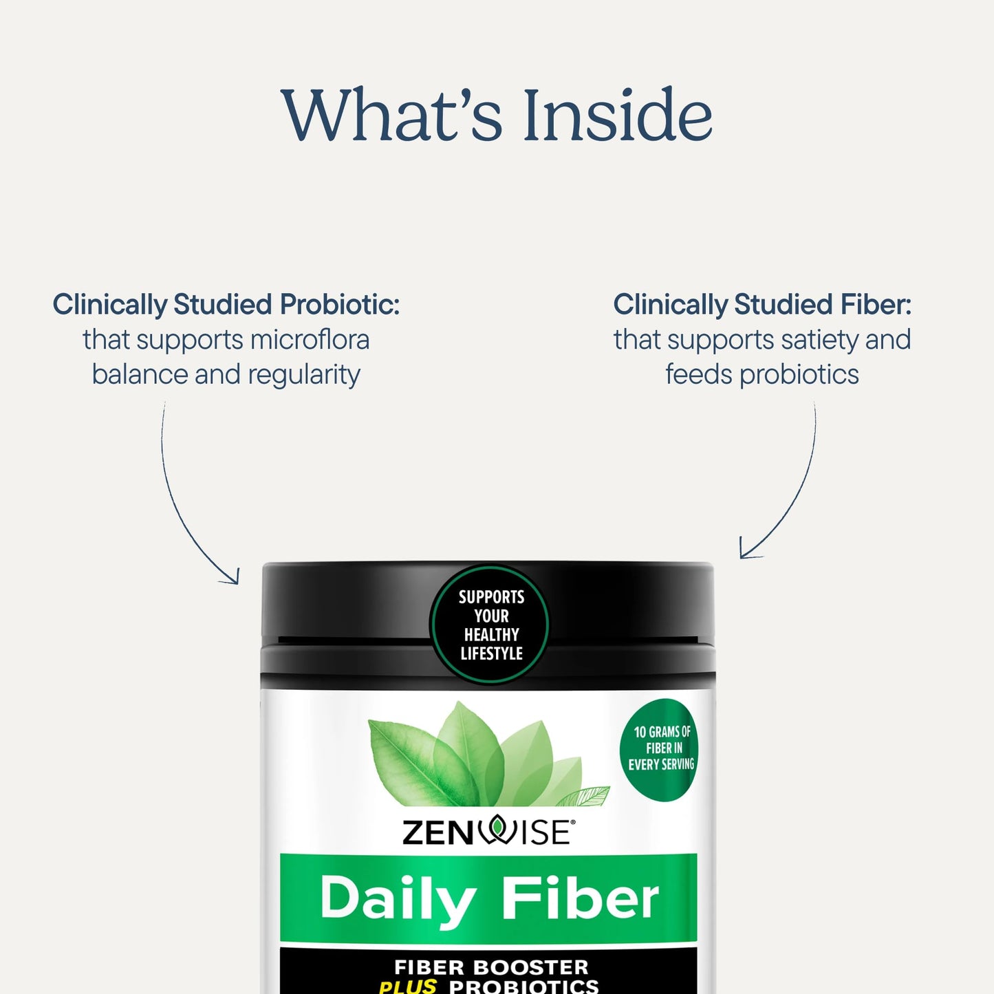 Zenwise Health Daily Probiotic Fiber Supplement with Metabolic Probiotics to Help Control Cravings and Support Digestive Health Powder 10.5 oz