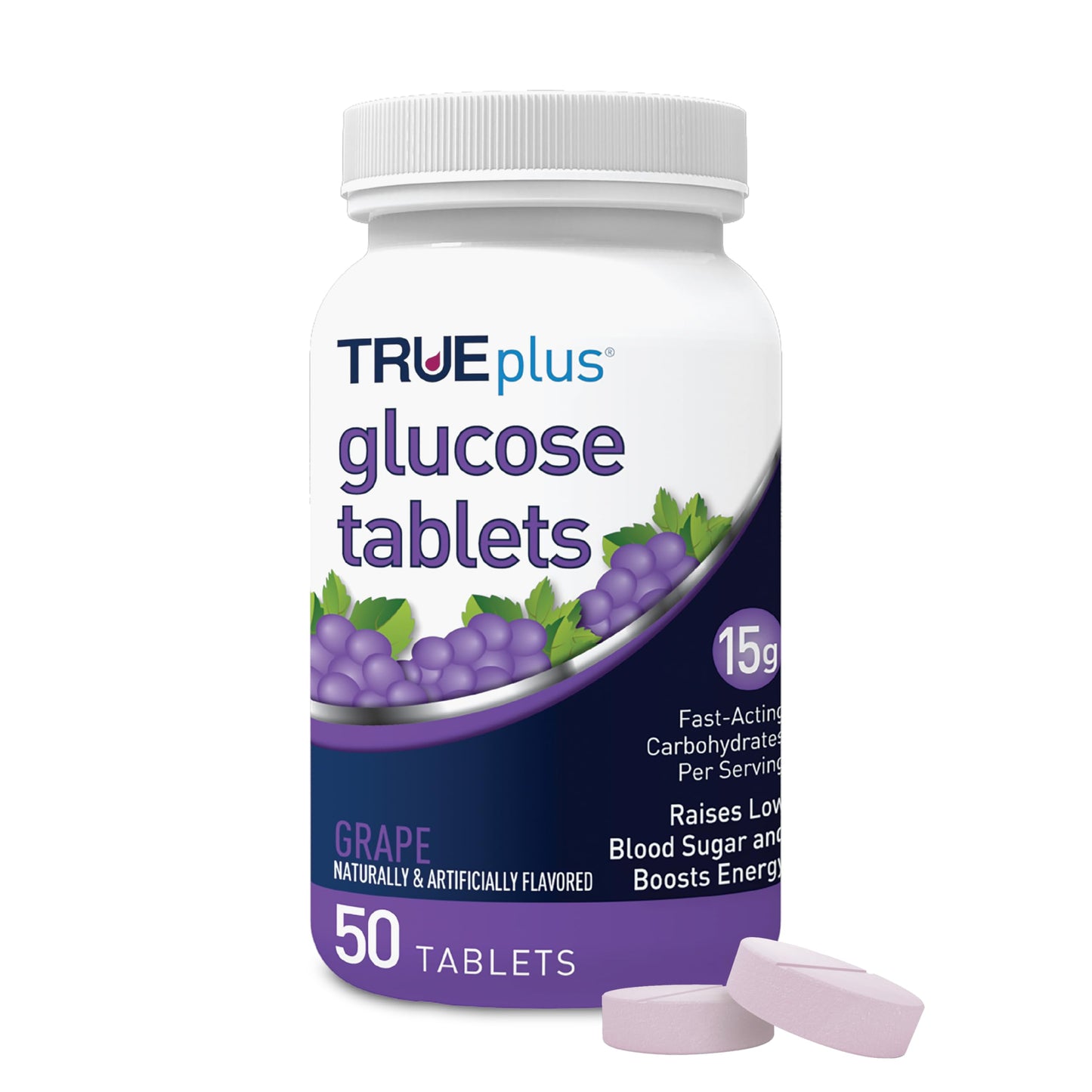 TRUEplus Glucose Tablets, Grape Flavor, 50 Count
