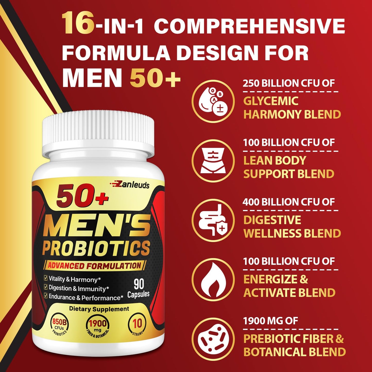 Zanleuds Probiotics for Men Capsule 90 Count