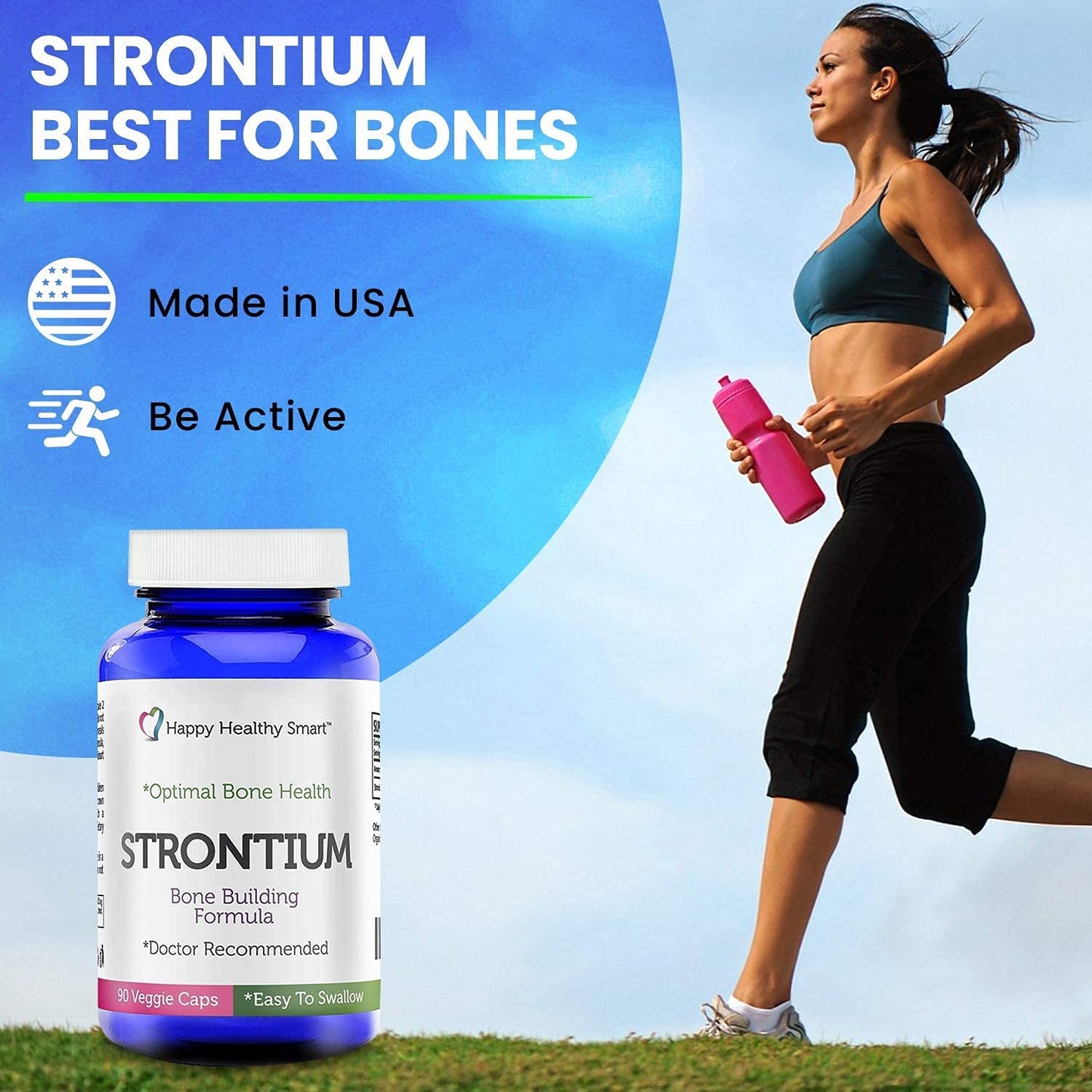 Happy Healthy Smart Strontium Bone Health Supplement Capsule 90 Count