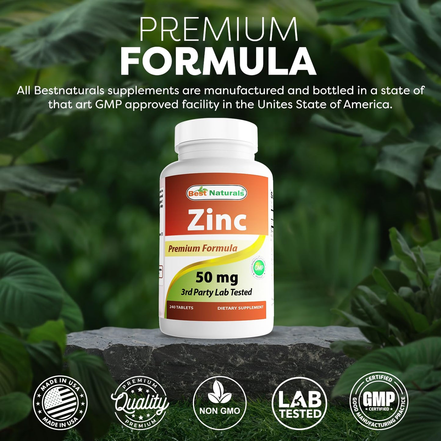 Best Naturals Zinc Gluconate 50mg Zinc Supplement Tablets 720 Count