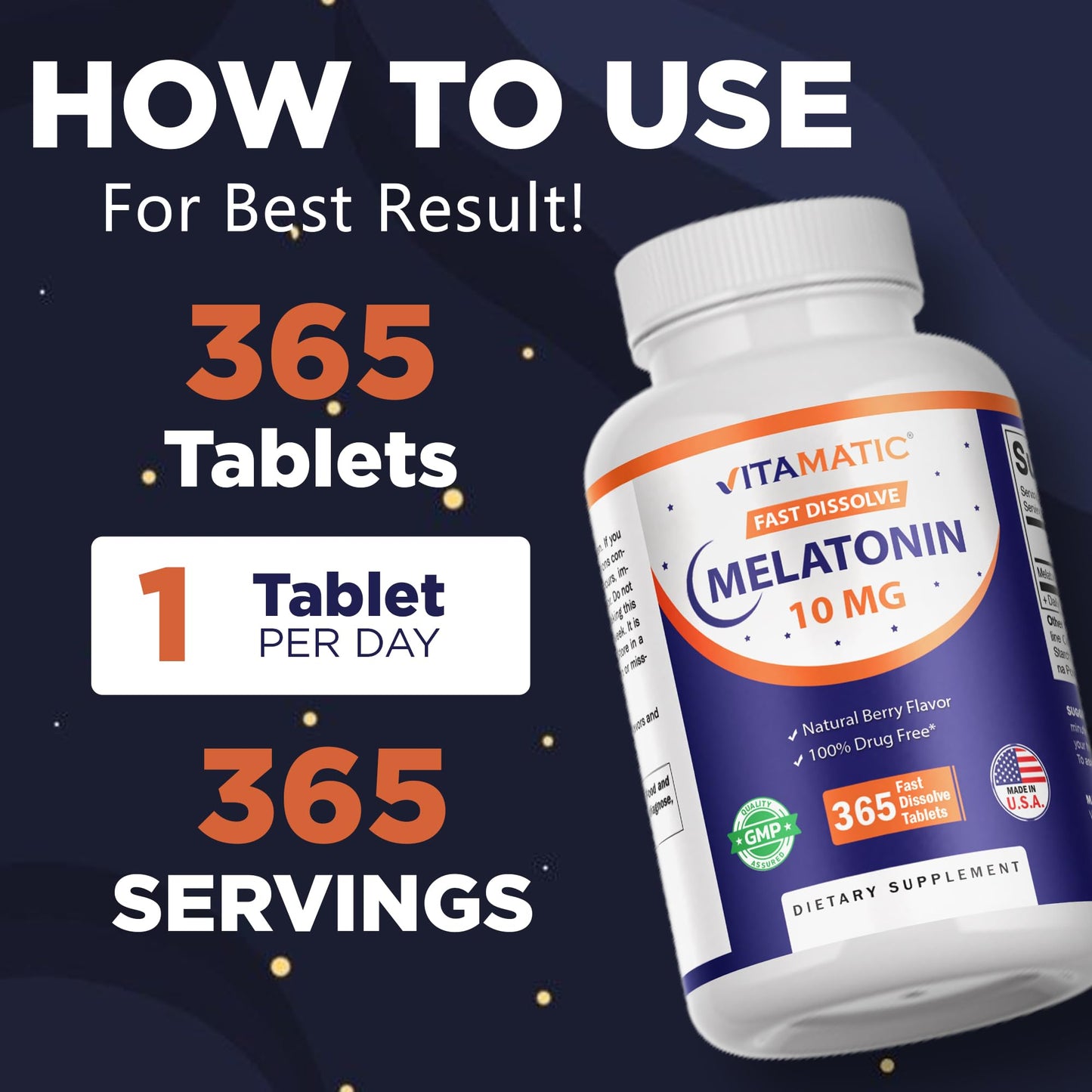 Vitamatic Melatonin 10 mg Tablets 730 Count