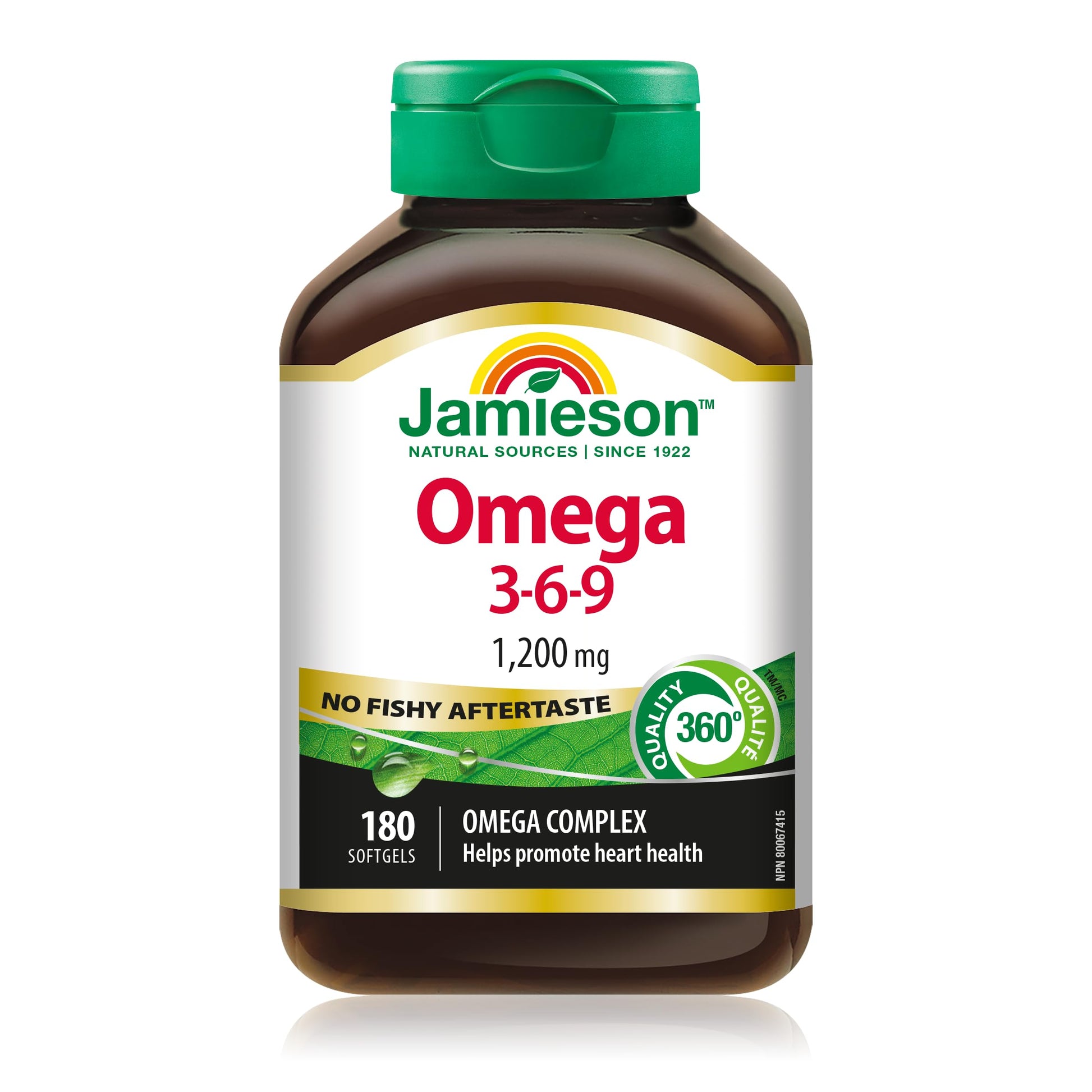 Jamieson No Fishy Aftertaste Omega-3-6-9 SoftGels 180 Count