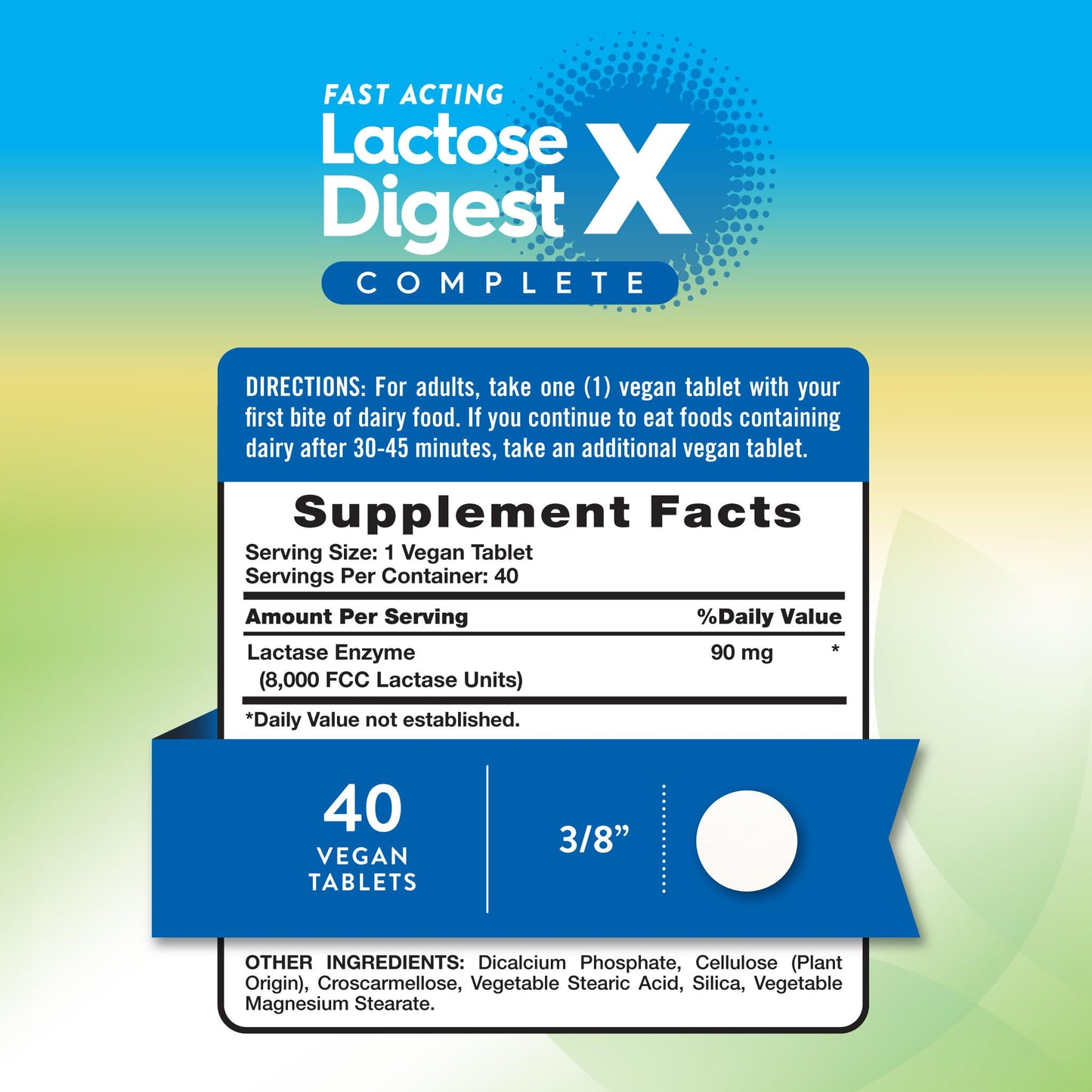 Nature's Truth Lactose Digest Tablets with Lactase Enzyme, Vegan, Non-GMO & Gluten Free, 40 Count