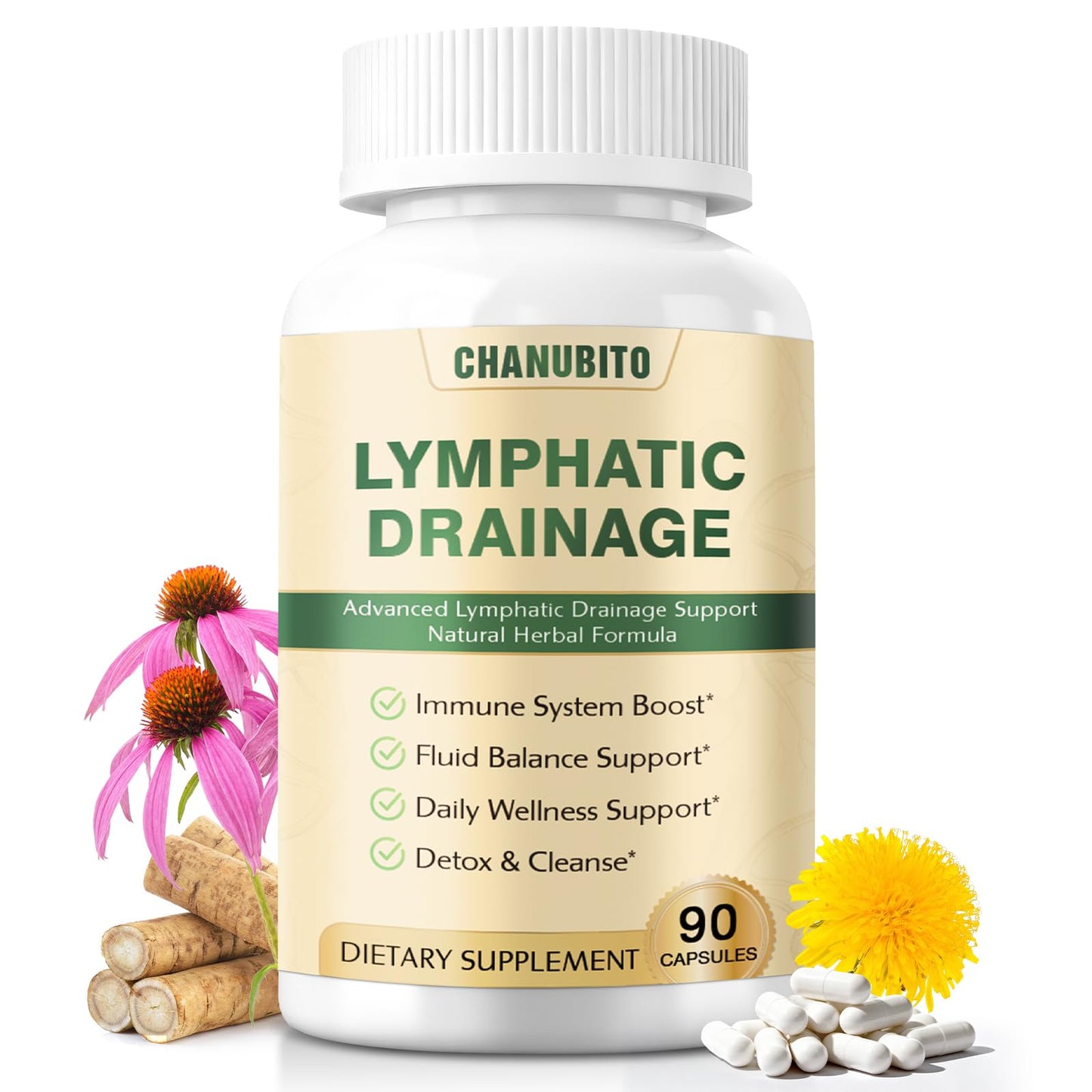 CHANUBITO Lymphatic Drainage Capsules, 90 Capsules