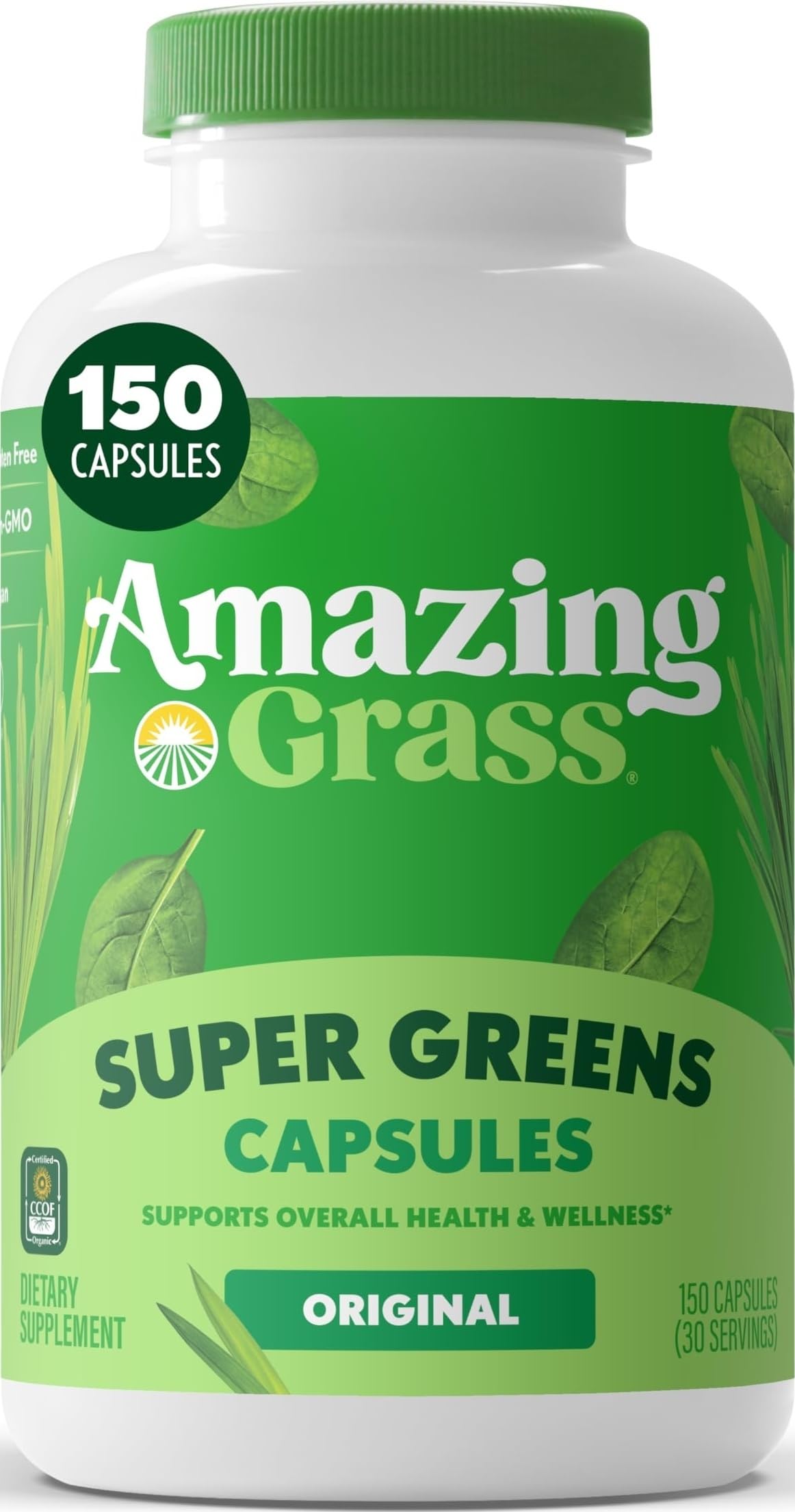 Amazing Grass Super Greens Capsules Organic Greens, 150 Capsules