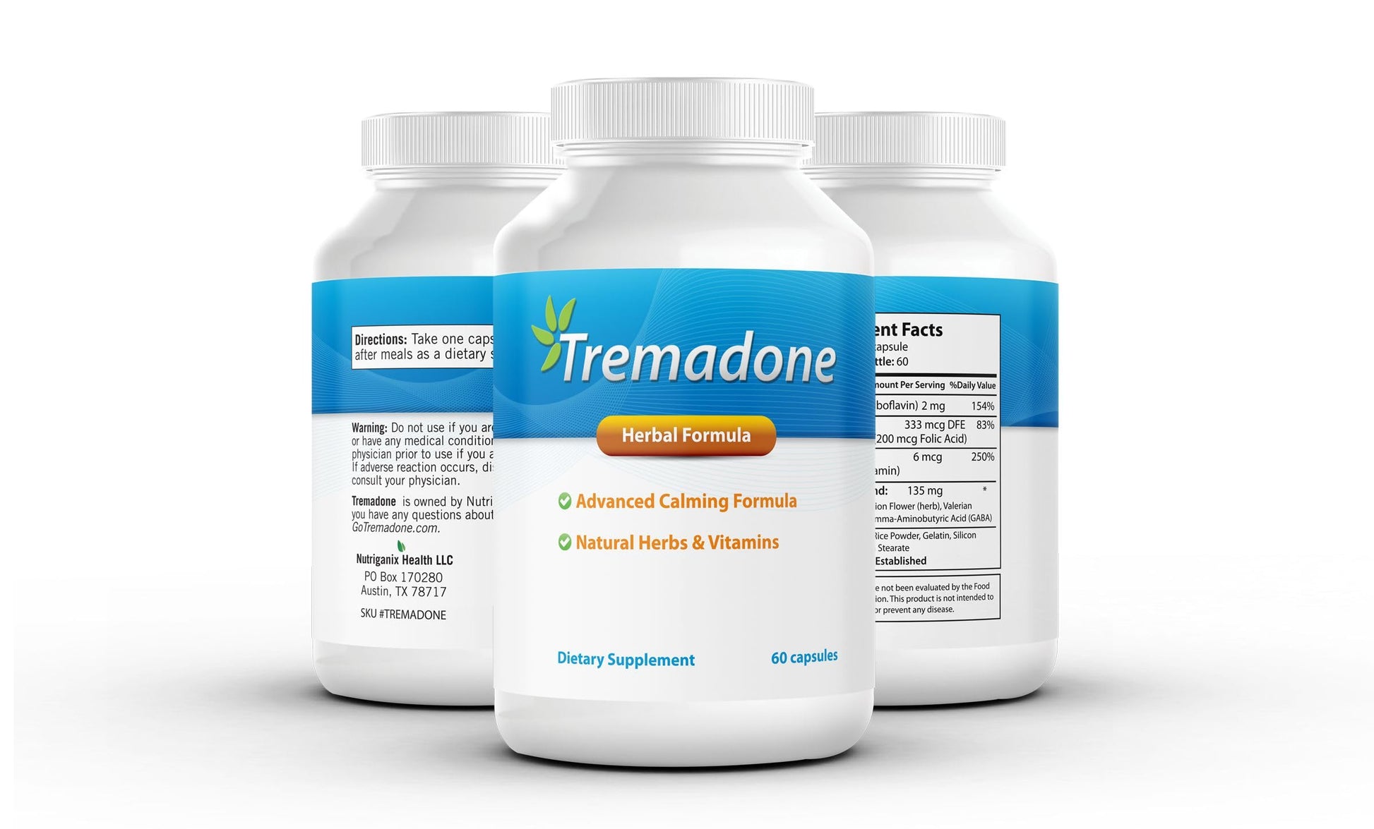 Tremadone Essential Tremor Relief Supplement for Hand, Arm, Head, Leg, Feet and Body Tremors and Shaking 180 Capsules