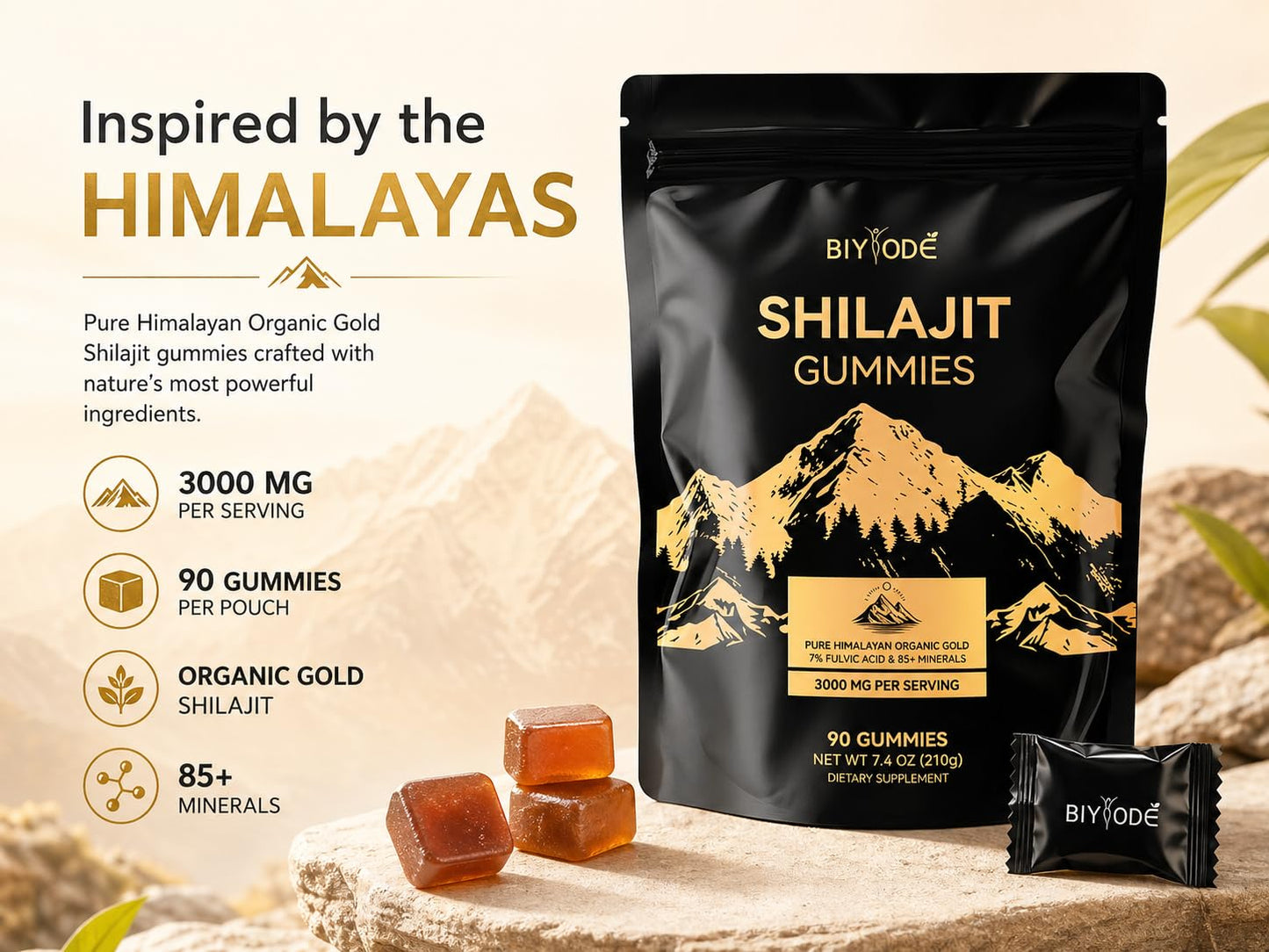 BIYODE Shilajit Gummies 90 Gummies