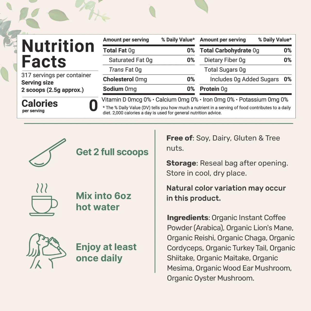 Cures For Life Mushroom Coffee Powder 30 Servings