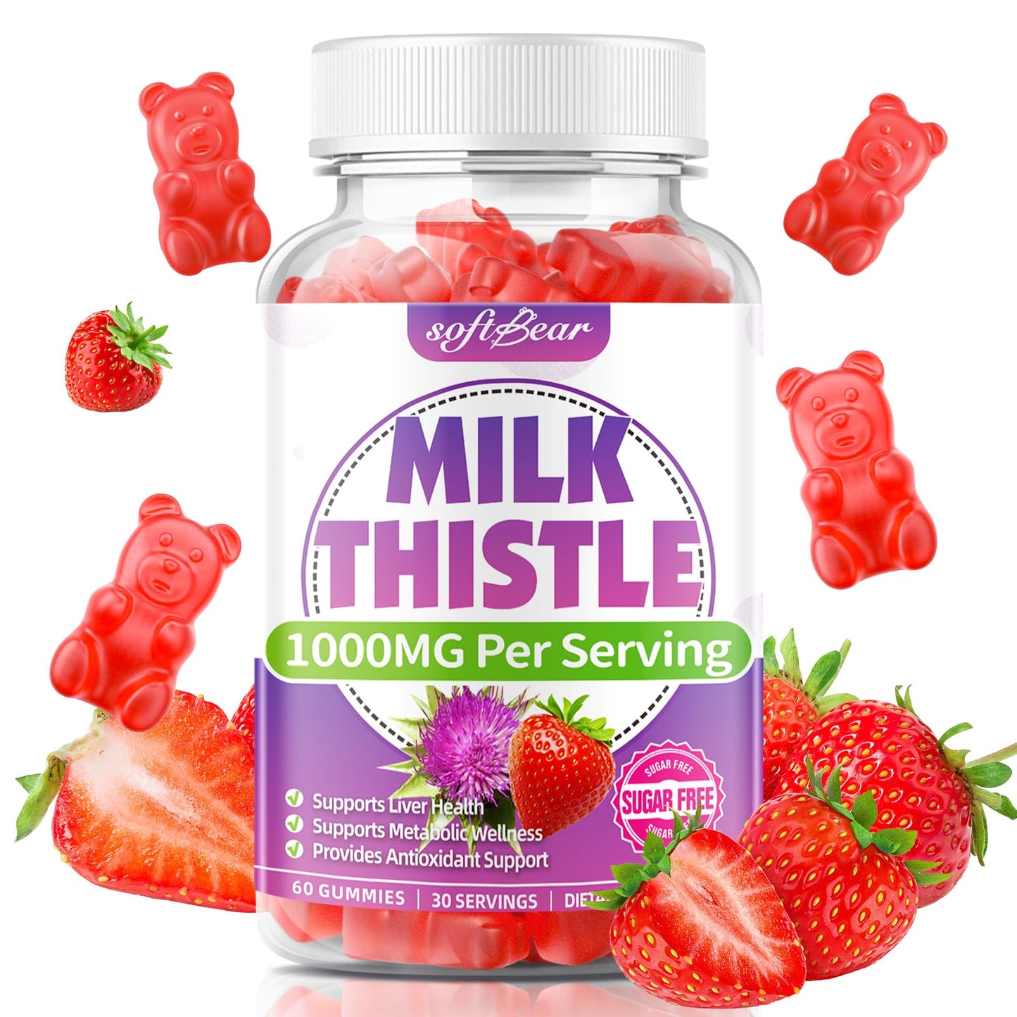 Softbear Milk Thistle Gummies 60 Count