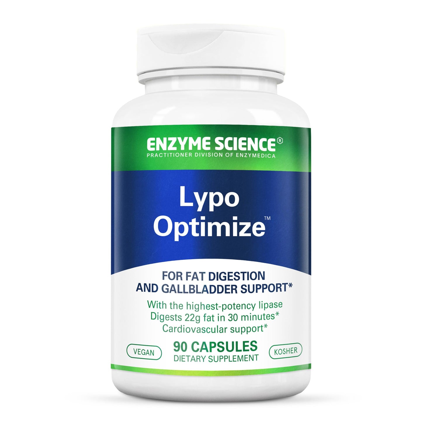 Enzyme Science Lypo Optimize Protease, Amylase & Lipase Digestive Enzymes for Women & Men, Fat Digestion, Gut Health & Gallbladder Support - 90 Capsules