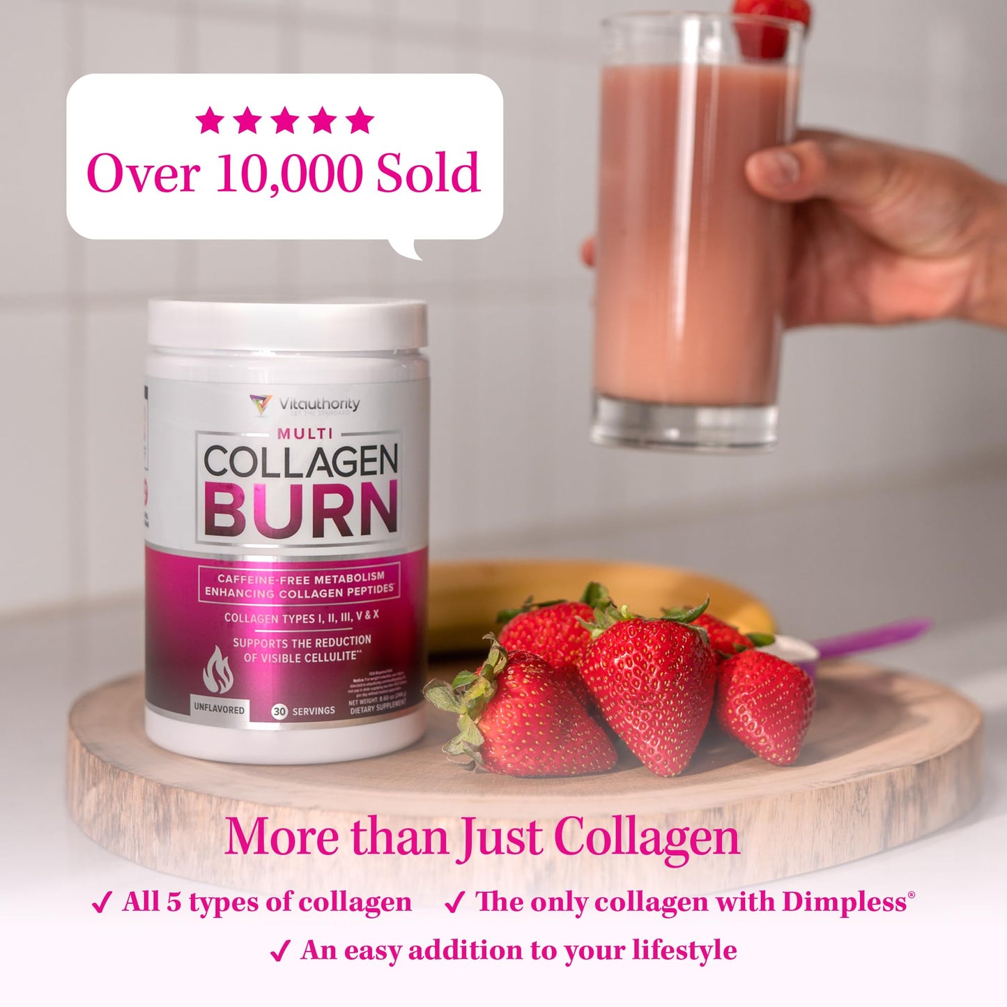 Vitauthority Hydrolyzed Collagen Peptides Powder, 11.6 Ounce, 30 Servings