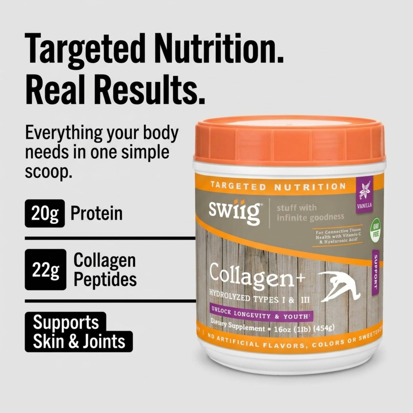 swiig Vanilla Collagen+ Protein Powder 16