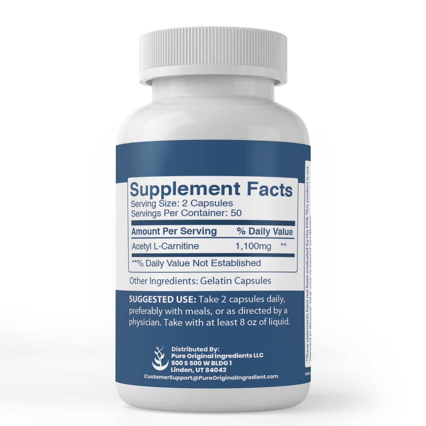 Pure Original Ingredients Acetyl L-Carnitine Capsules, 100 Count