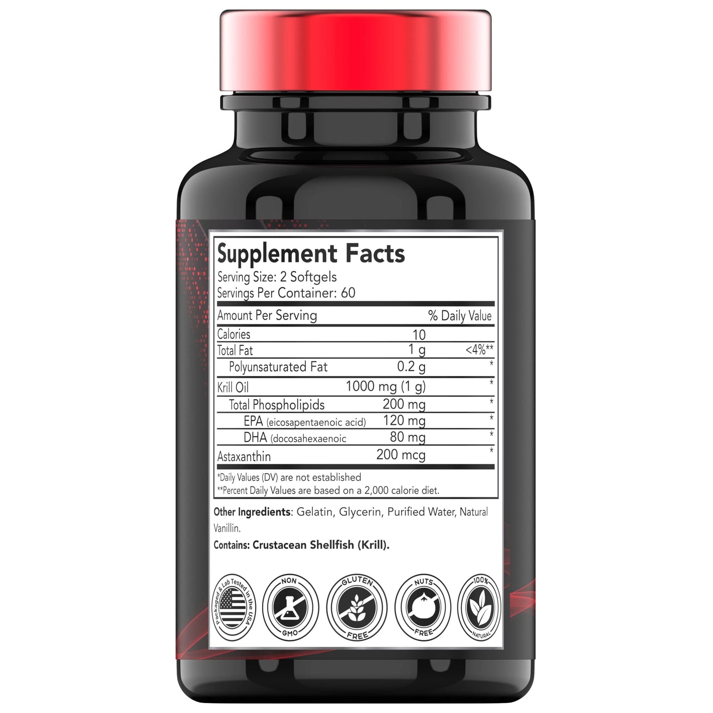 tnvitamins Antarctic Krill Oil 1000mg with Astaxanthin Softgels 120 Count