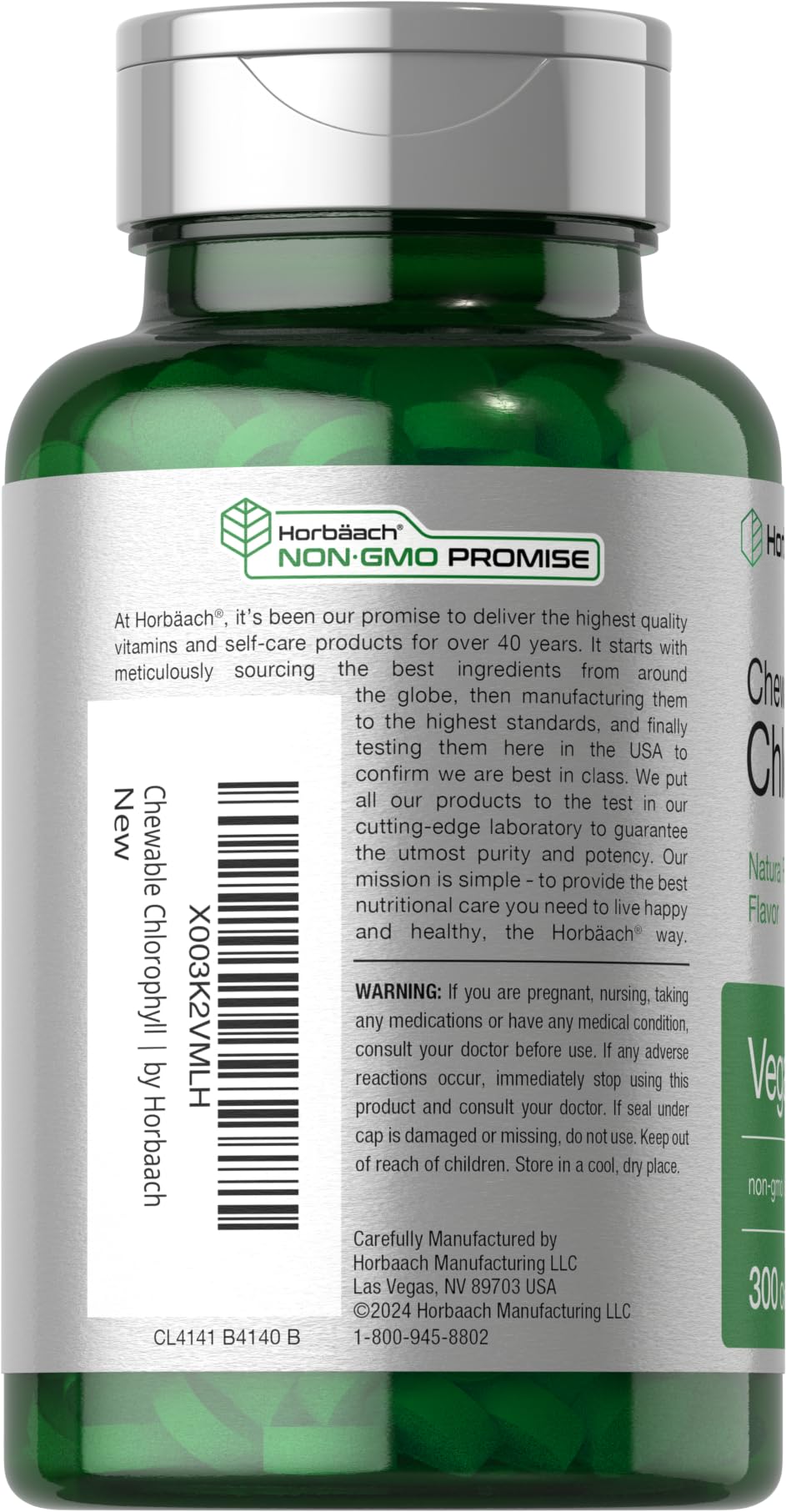 Horbäach Chlorophyll Chewable Tablets, 300 Count