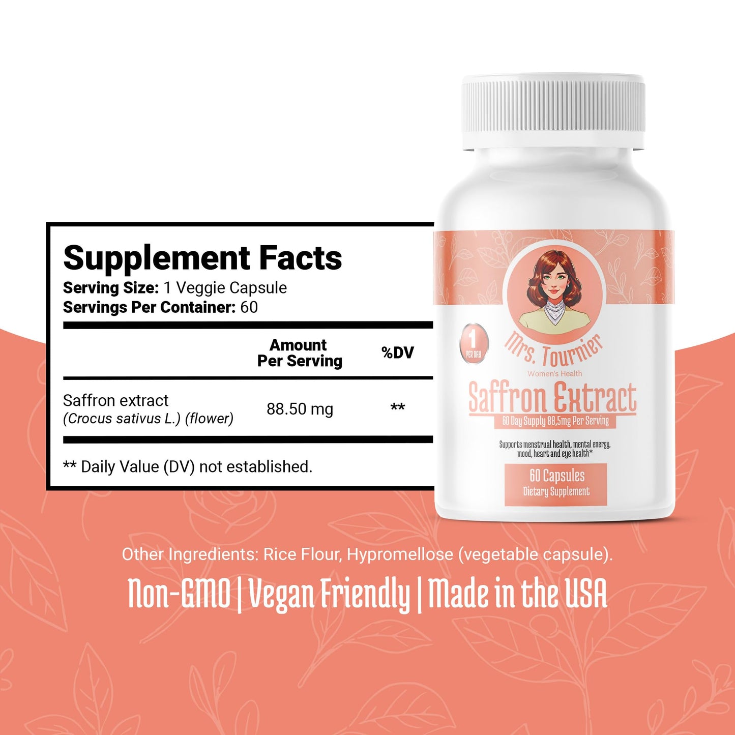 Mrs. Tournier Women's Health Saffron 88.5mg 60 Capsules