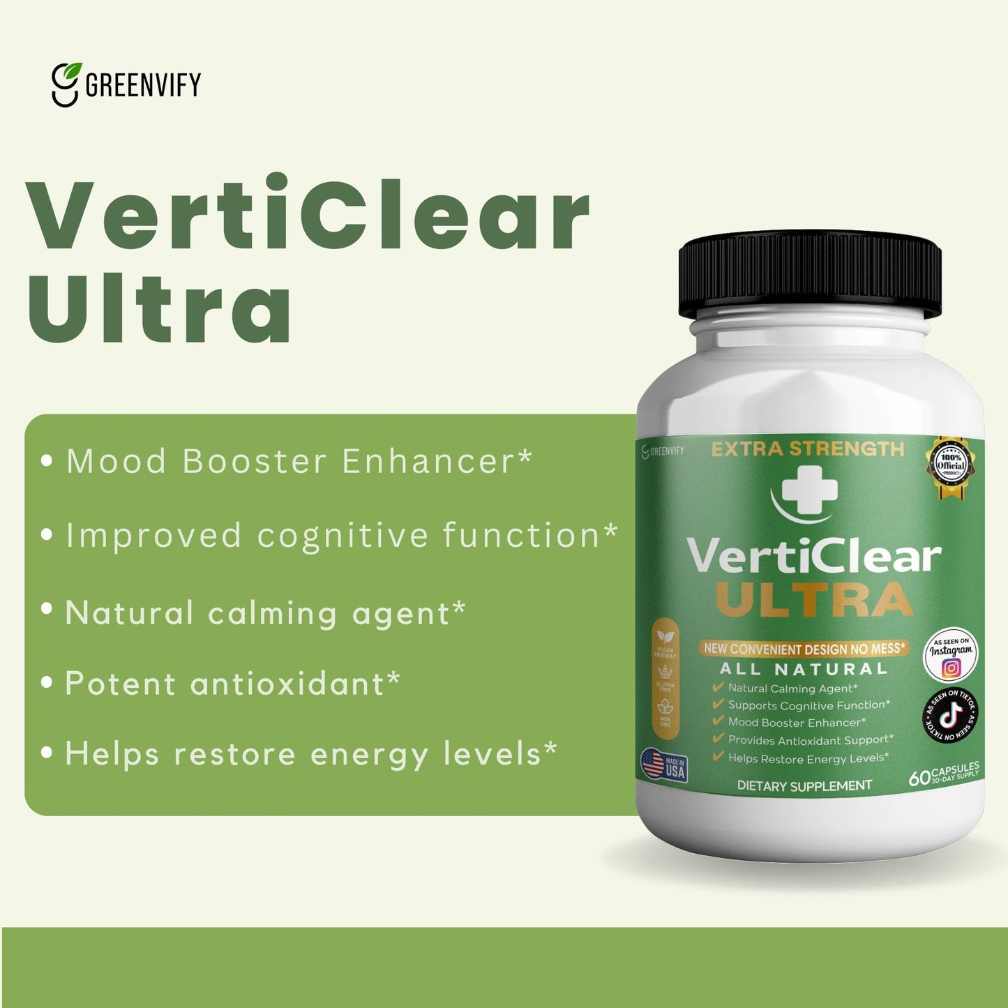 GREENVIFY VertiClear Ultra Dietary Supplement Capsule, 60 Capsules