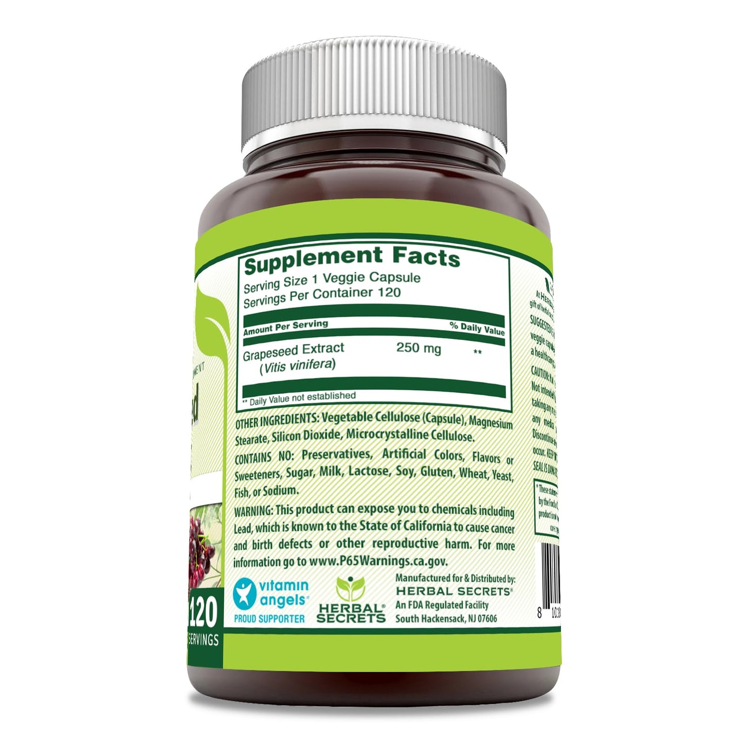 Herbal Secrets Grapeseed Extract Supplement 120 Capsules