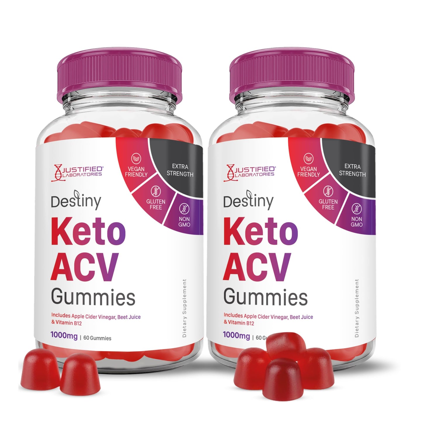 Justified Laboratories Destiny Keto ACV Gummies Gummy, 120 Count