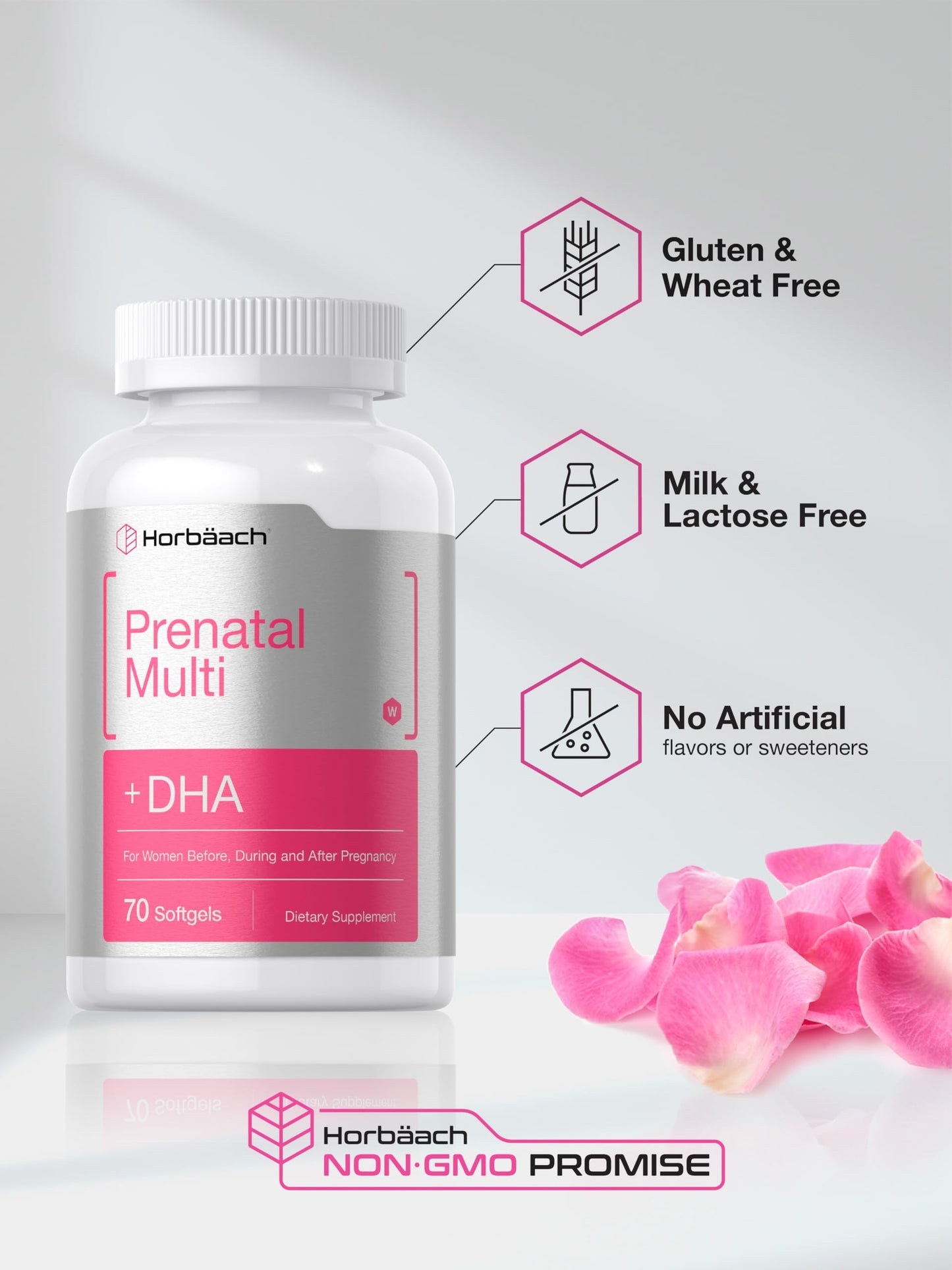 Horbäach Women's Prenatal Multivitamin with DHA Softgels, 70 Softgels