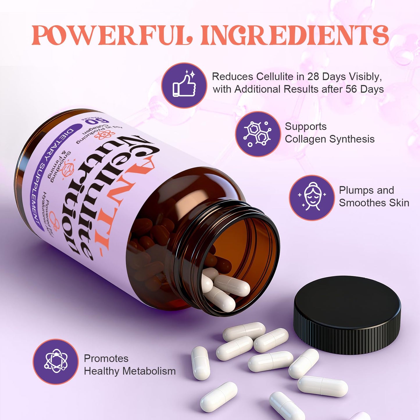 DSFGHJE Cellulite Remover for Legs, Anti-Cellulite Capsules, 60 Capsules