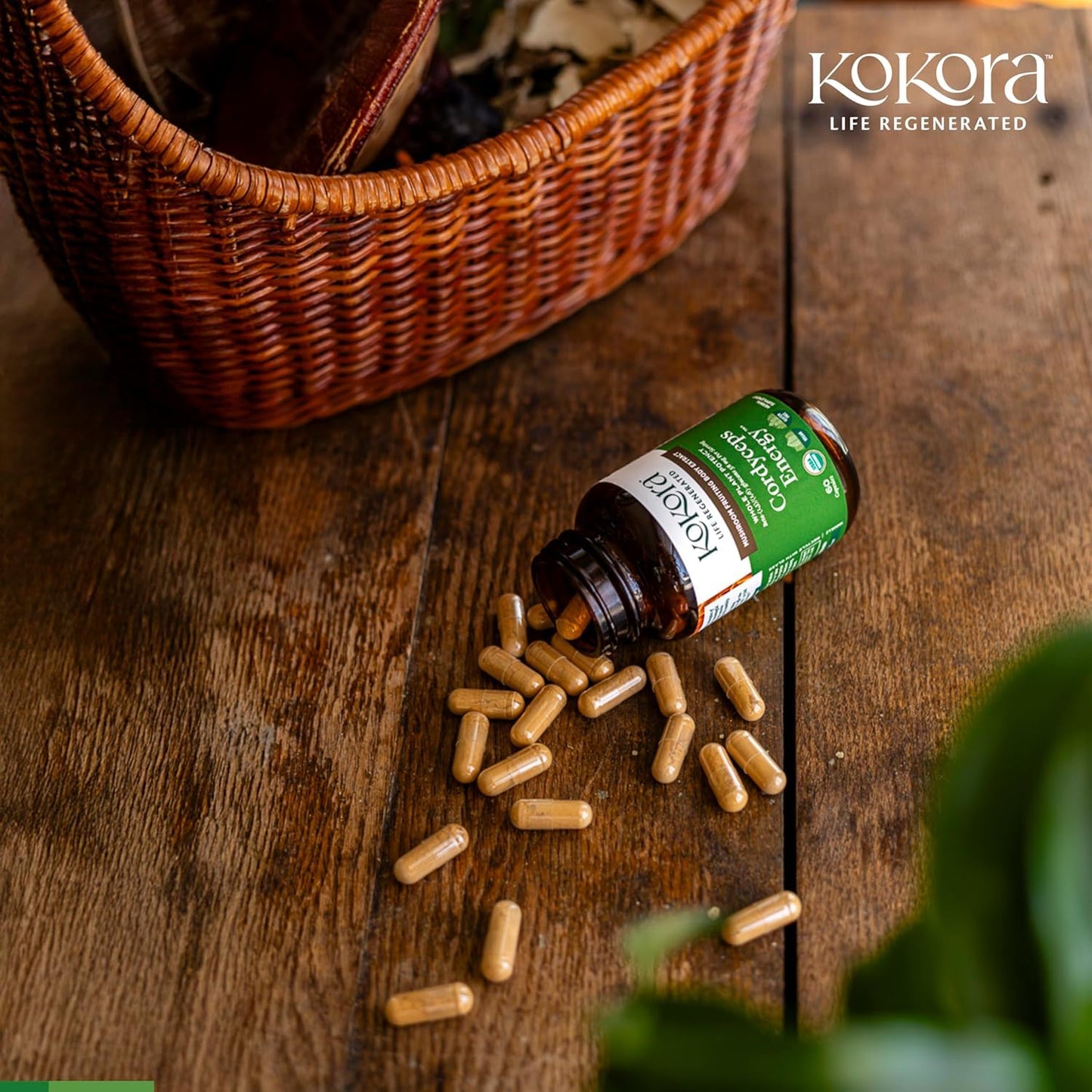 kokora Cordyceps Energy Organic Adaptogenic Mushroom Supplement Capsule 60 Capsules
