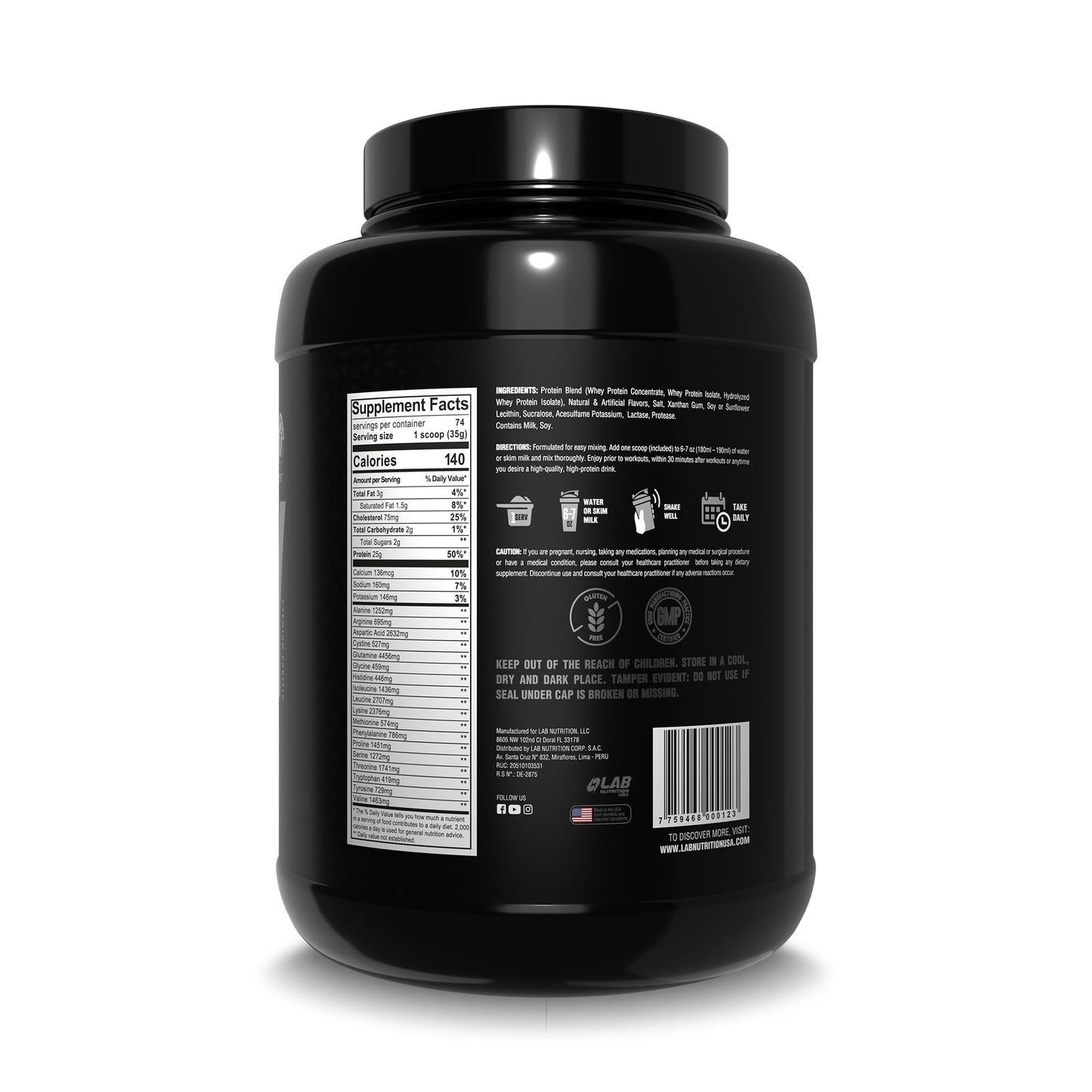 LAB NUTRITION GOL Premium 100% Whey Protein Powder, 74 Servings