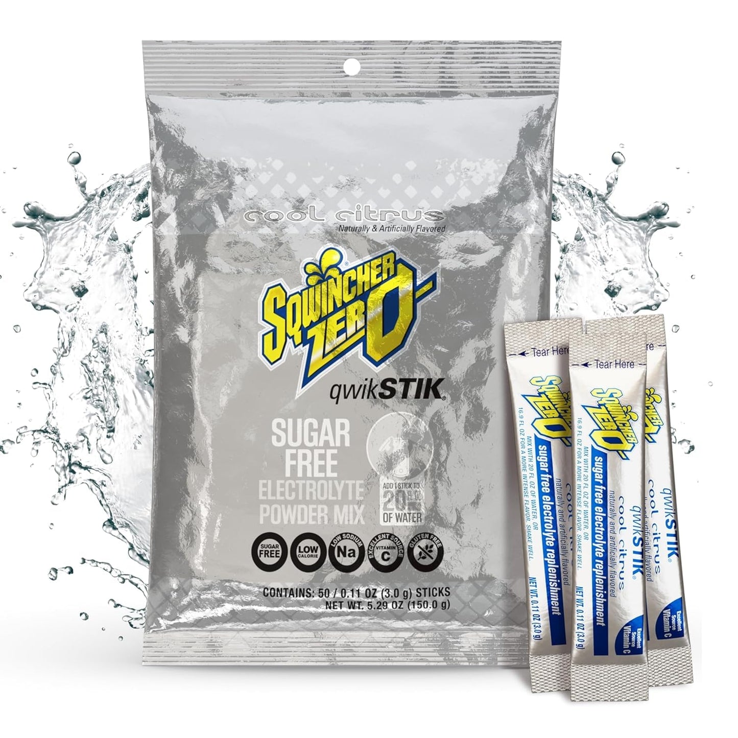 Aabaco Sqwincher Bundle: 50 Qwik Stiks (Cool Citrus Zero) & 50 Sqweeze Sugar Free Electrolyte Freezer Pops, Powder, 1 Bundle