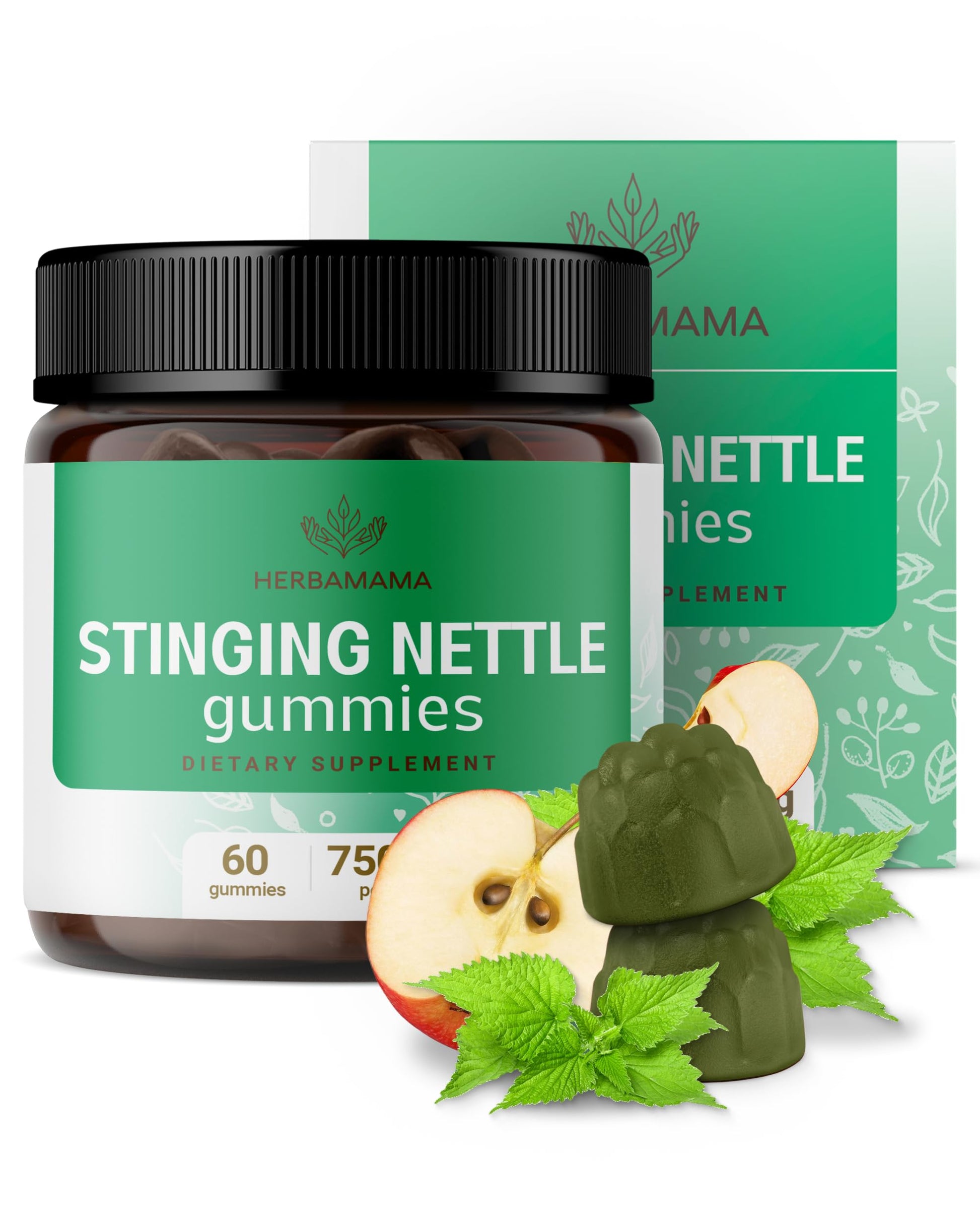 HERBAMAMA Stinging Nettle Gummies, 60 Count