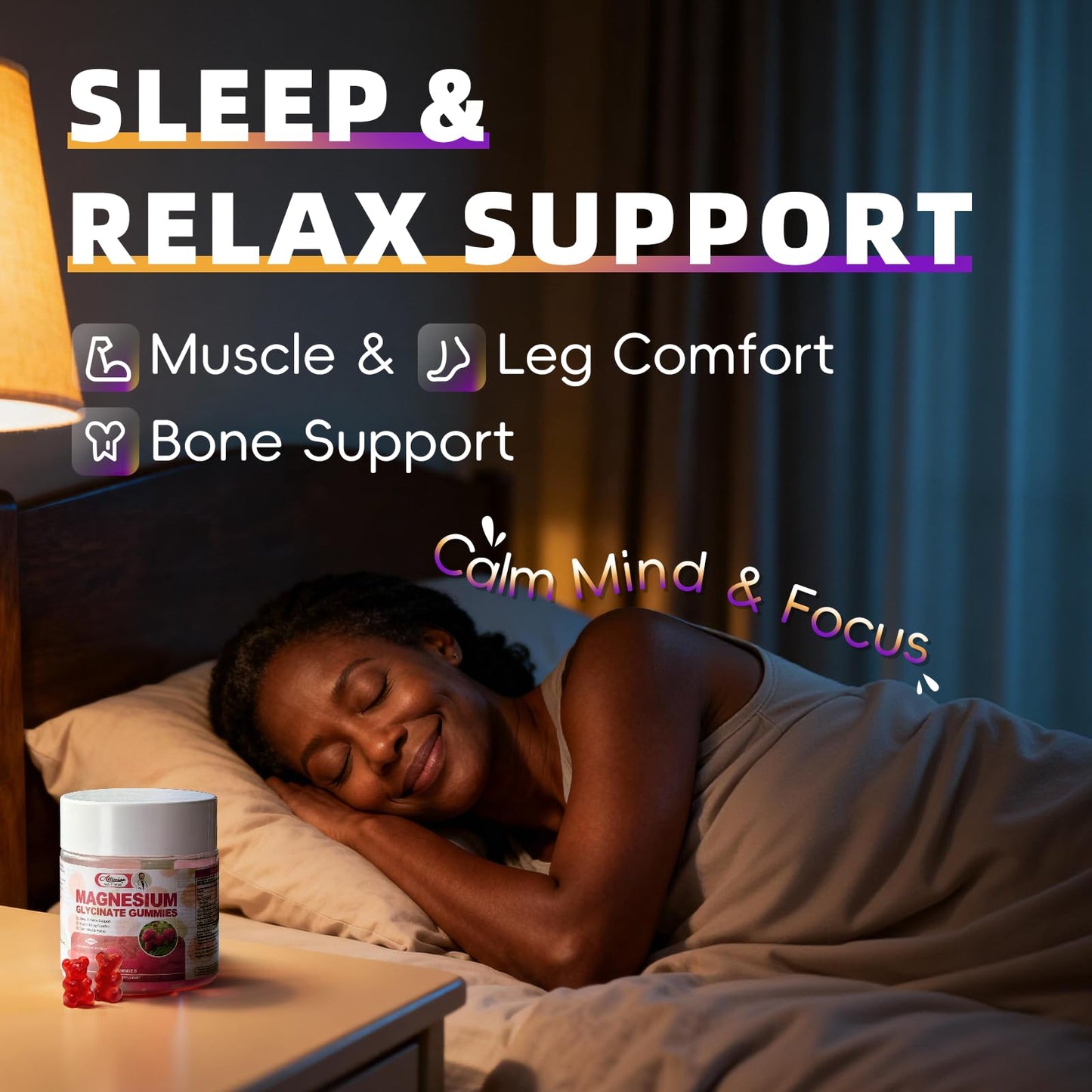 Alliwise Magnesium Glycinate Gummies 600mg Sleep & Calm, 120 Gummies