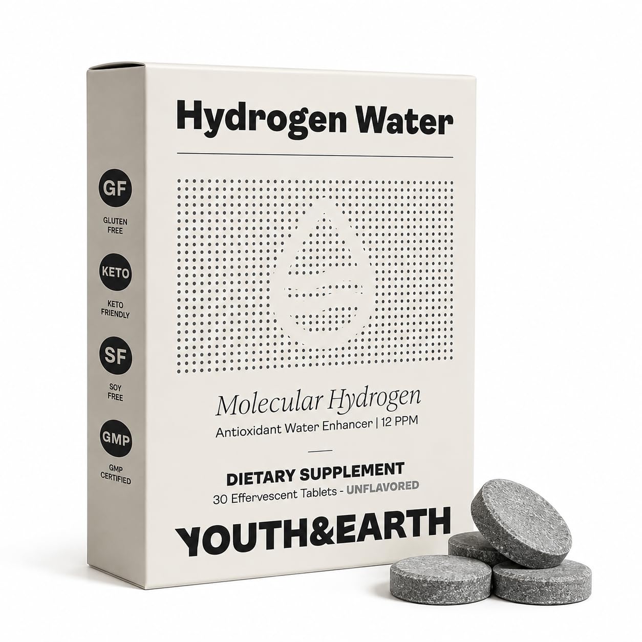 Youth & Earth Molecular Hydrogen Tablets, H2 Water Tablets, 30 Tablets