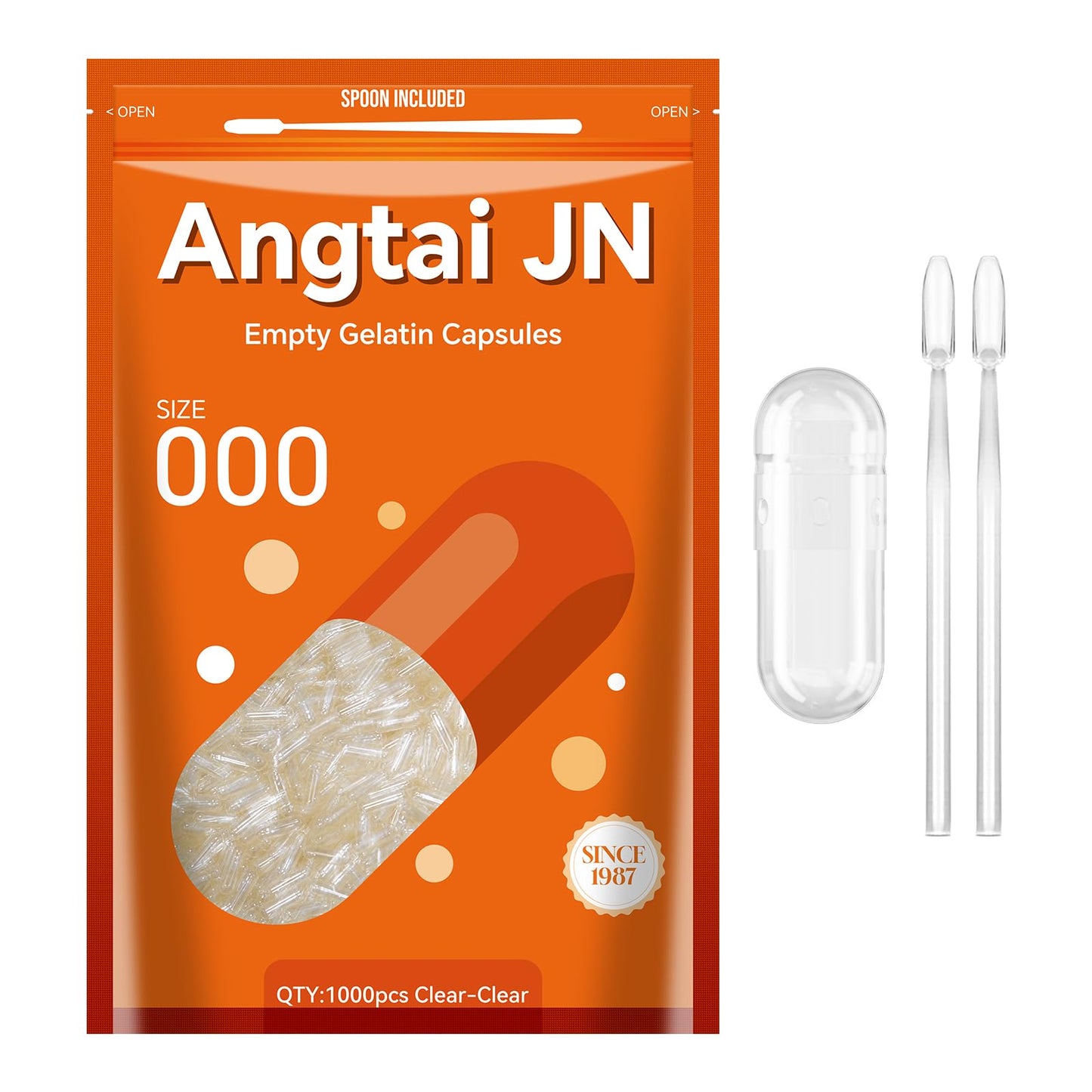 Angtai JN Empty Gelatin Capsules Size 000 Capsule 1000 Count