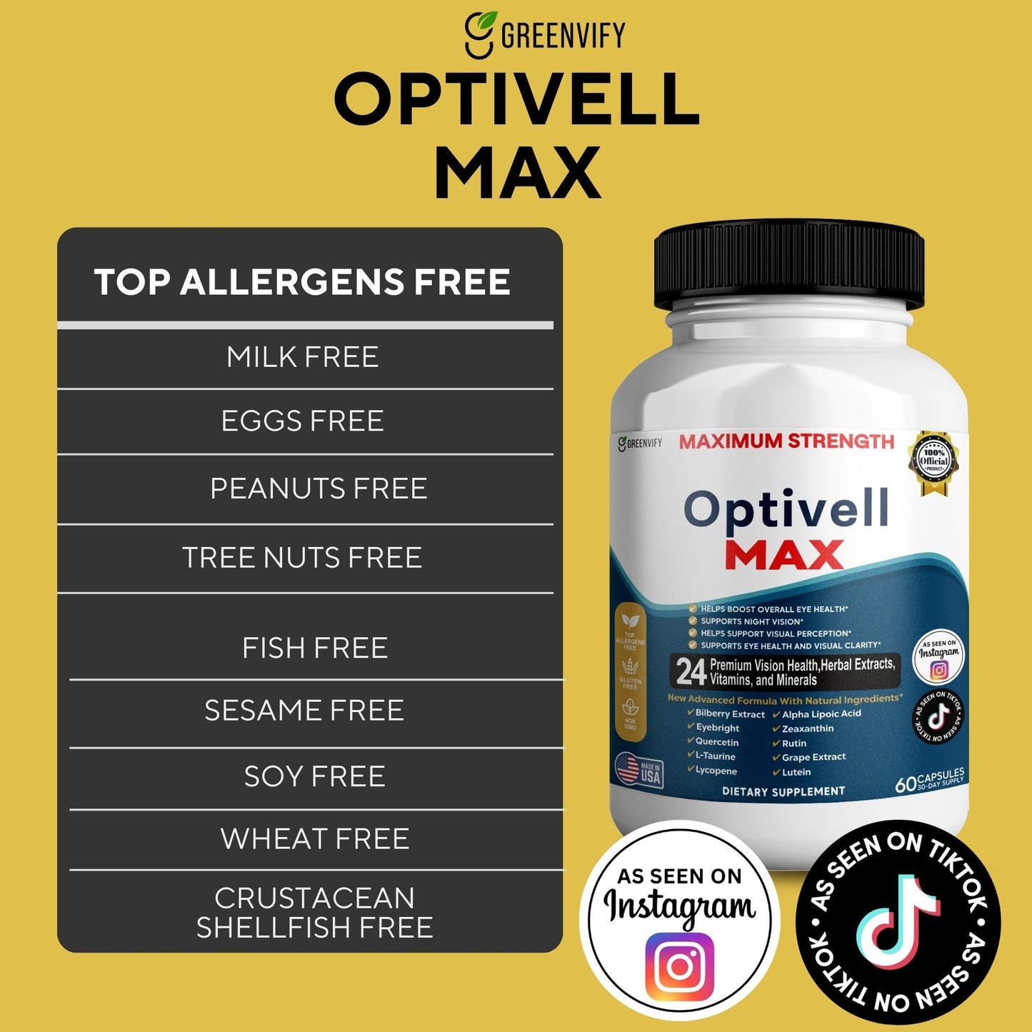 GREENVIFY Optivell MAX Eye Health Supplement Capsule 60 Capsules