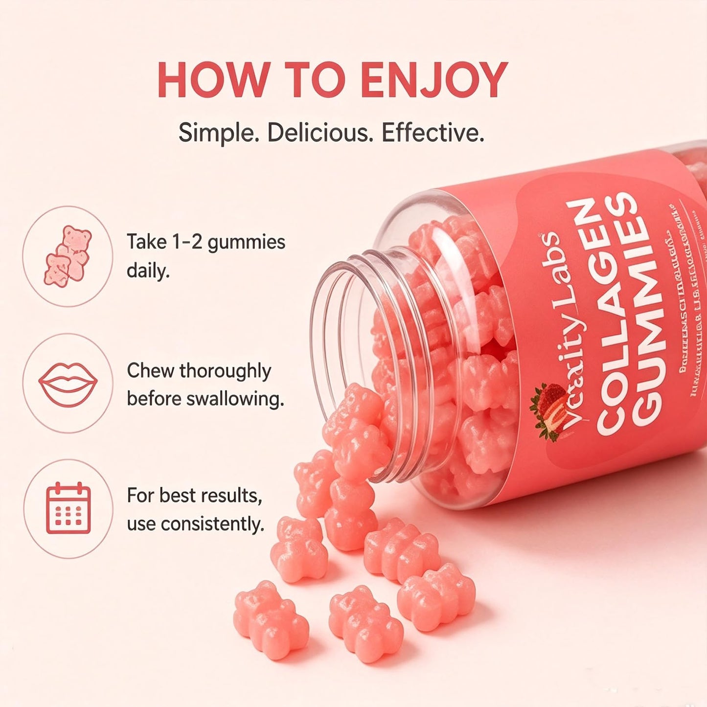 Xarewx Vexity Labs Collagen Gummies, 60 Count