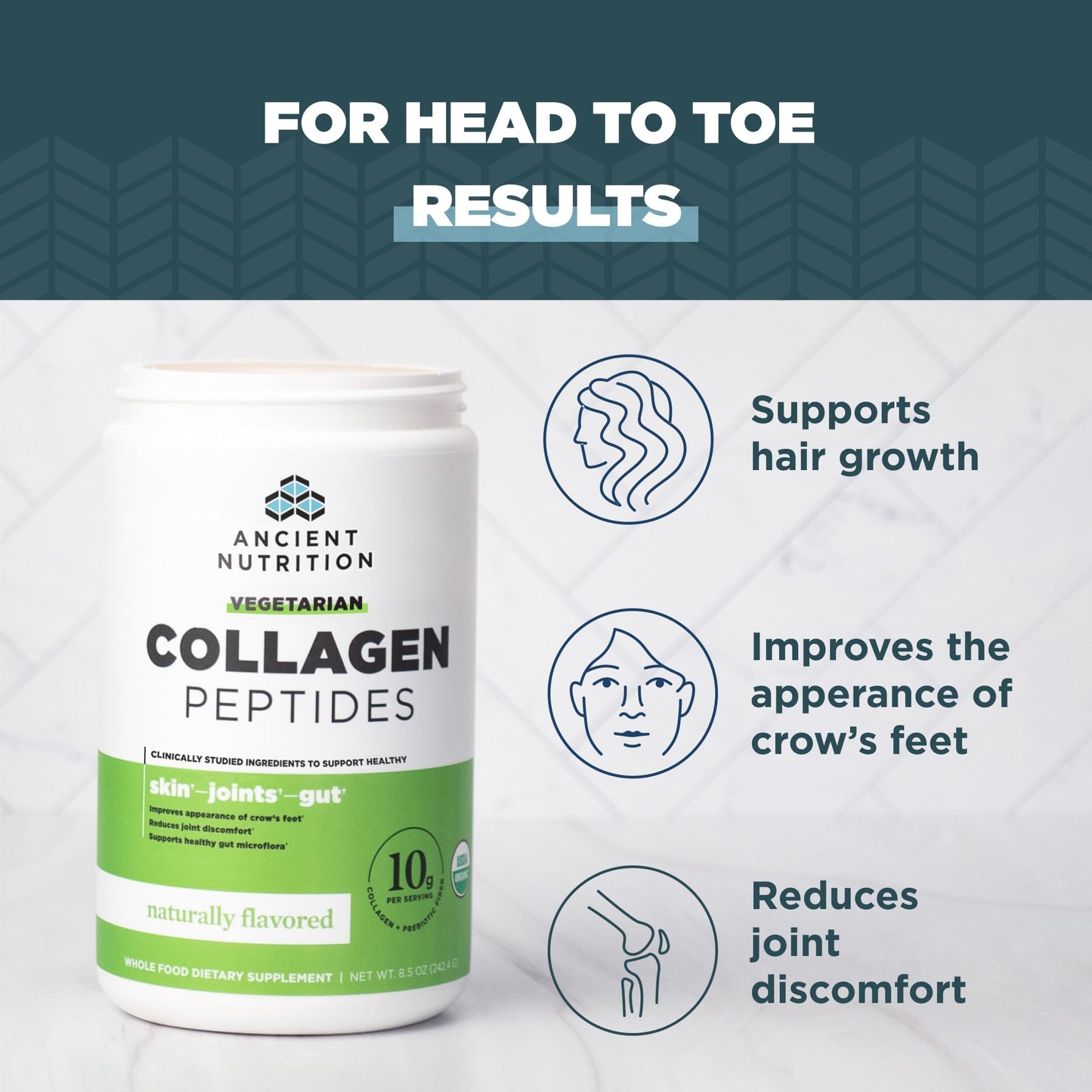 Ancient Nutrition Vegetarian Collagen Peptides Powder 9.9