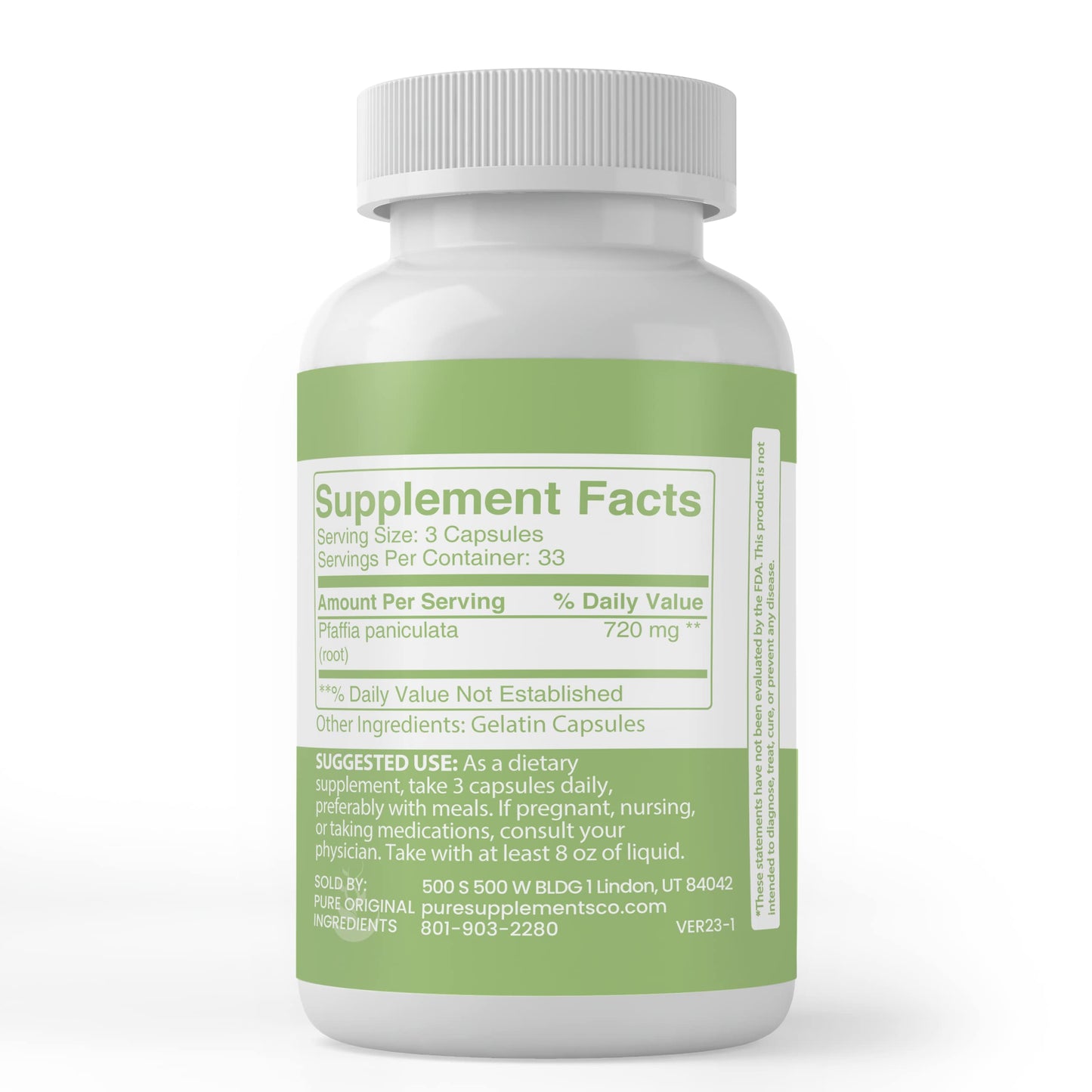 PURE ORIGINAL INGREDIENTS Suma Root Capsules 200