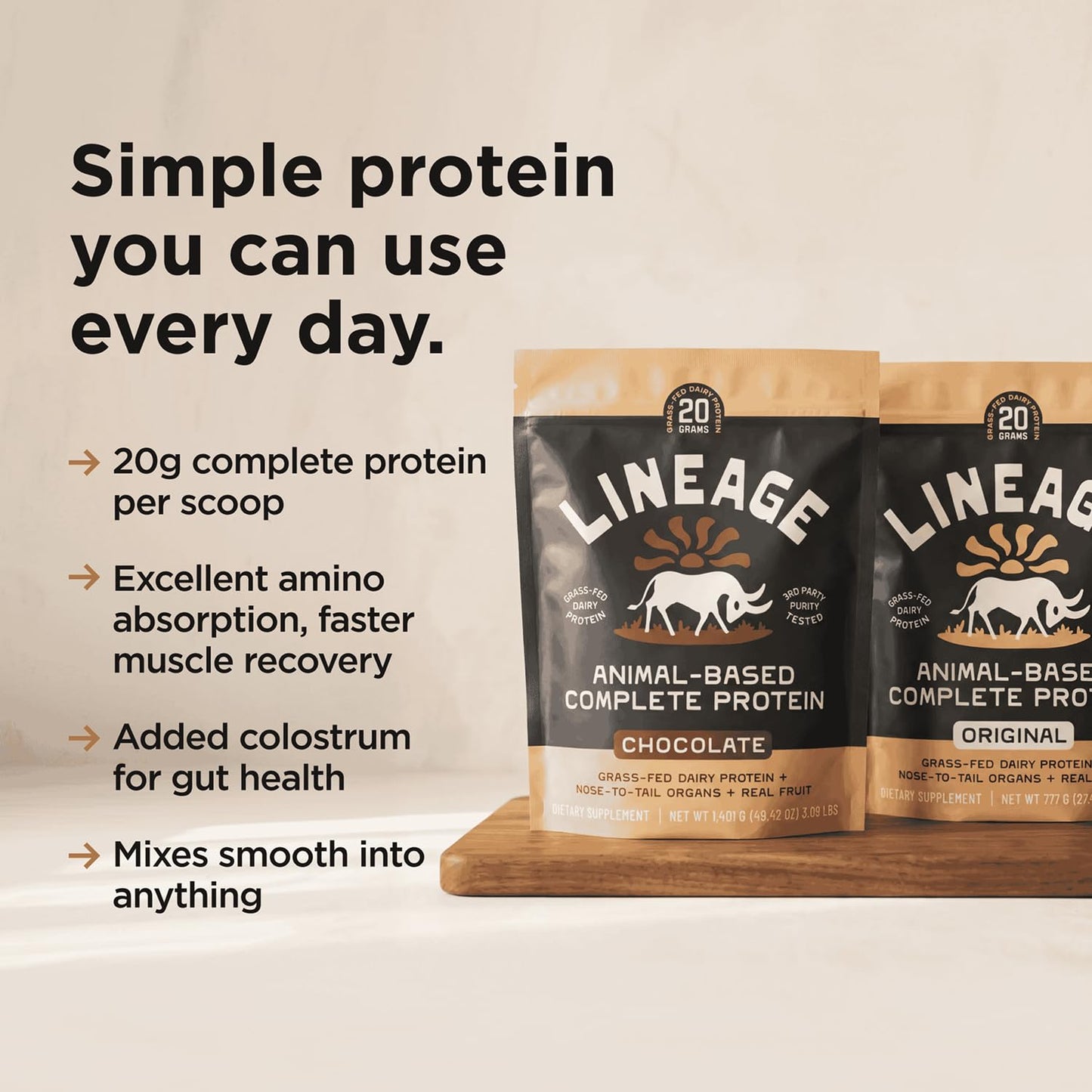 Lineage Provisions Whey Protein Powder 27 oz