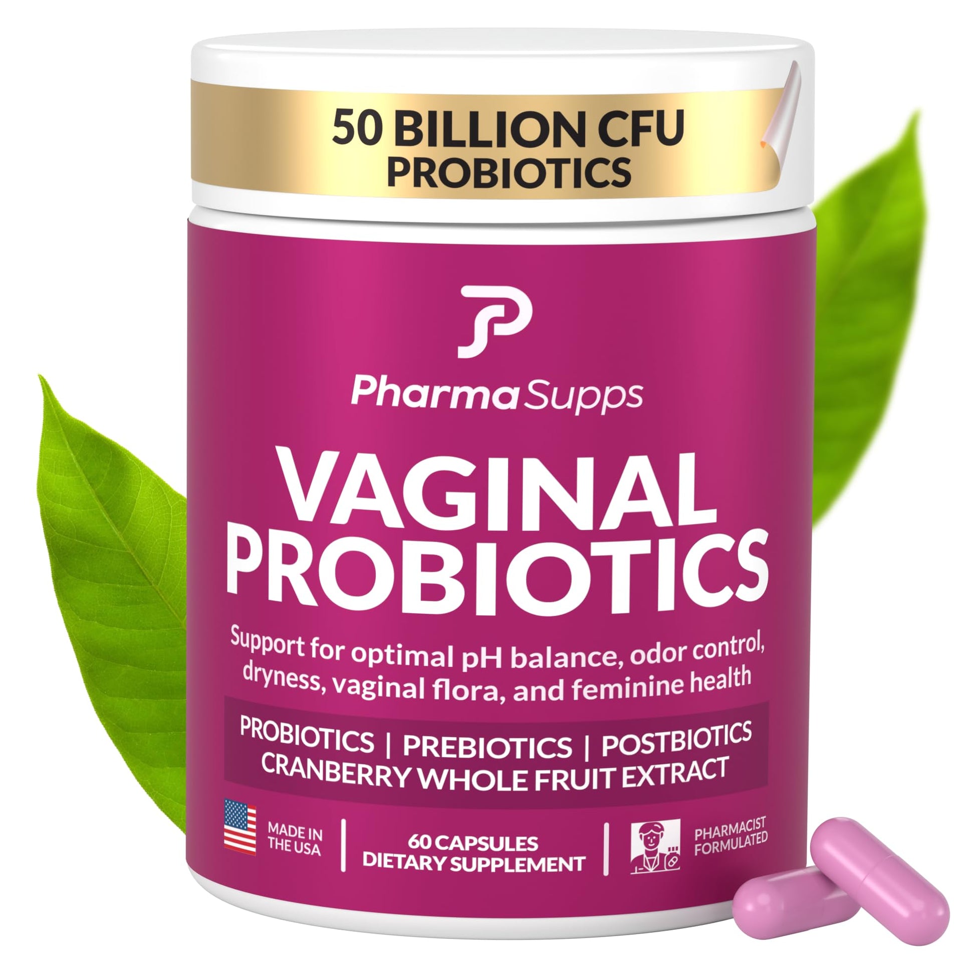 PharmaSupps Women's Probiotic for Vaginal Health Capsule, 60 Count