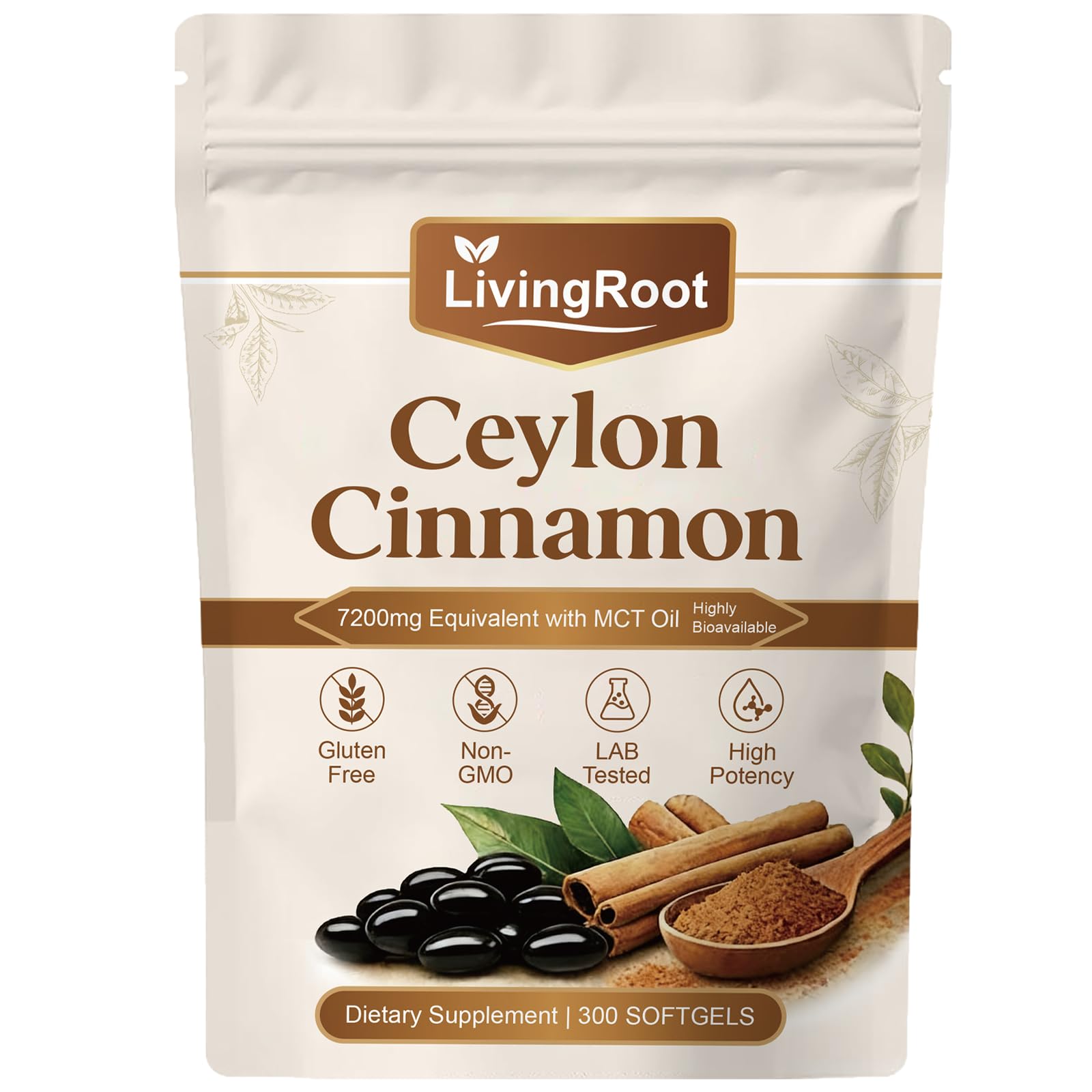 EILTEAU Living Root Ceylon Cinnamon Softgels 300 Count