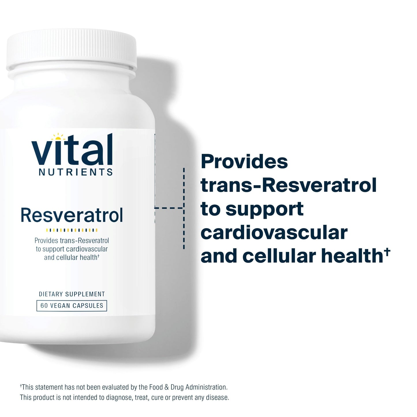Vital Nutrients Resveratrol Ultra High Potency Trans Resveratrol for Cardiovascular and Cell Health Support, 60 Capsules