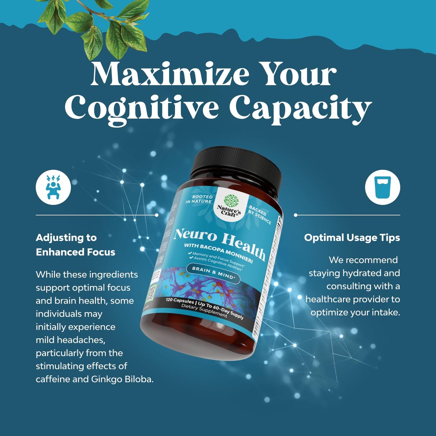 Natures Craft Nootropic Brain Supplement for Memory and Focus Support Capsule, 120 Count