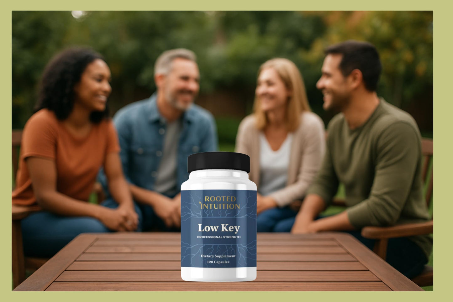 Rooted Intuition Low Key Calm & Mood Support Supplement, Amino Acid + B-Vitamin Complex, Capsules, 120