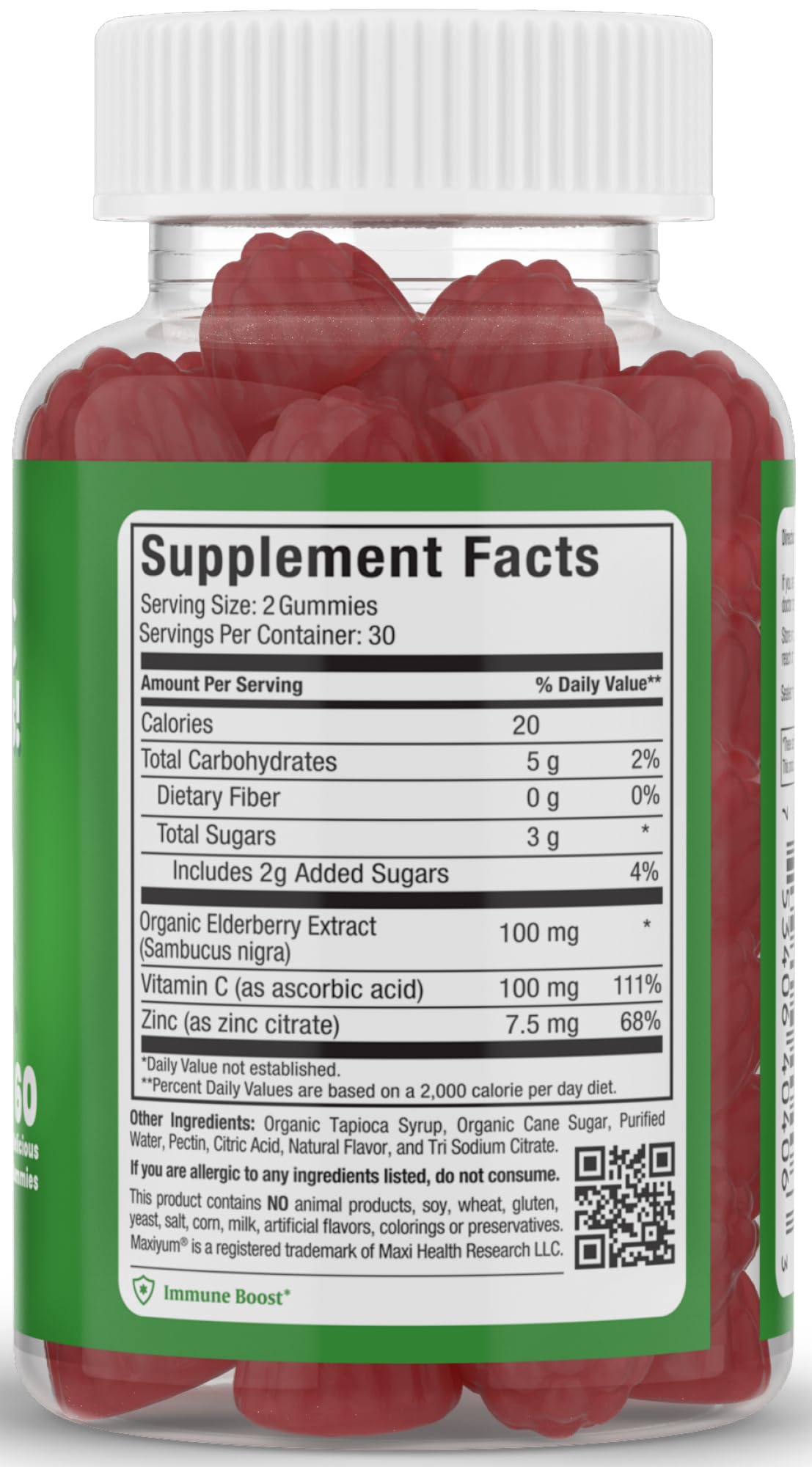 Maxi Health Elderberry Zinc Gummies 60 Count